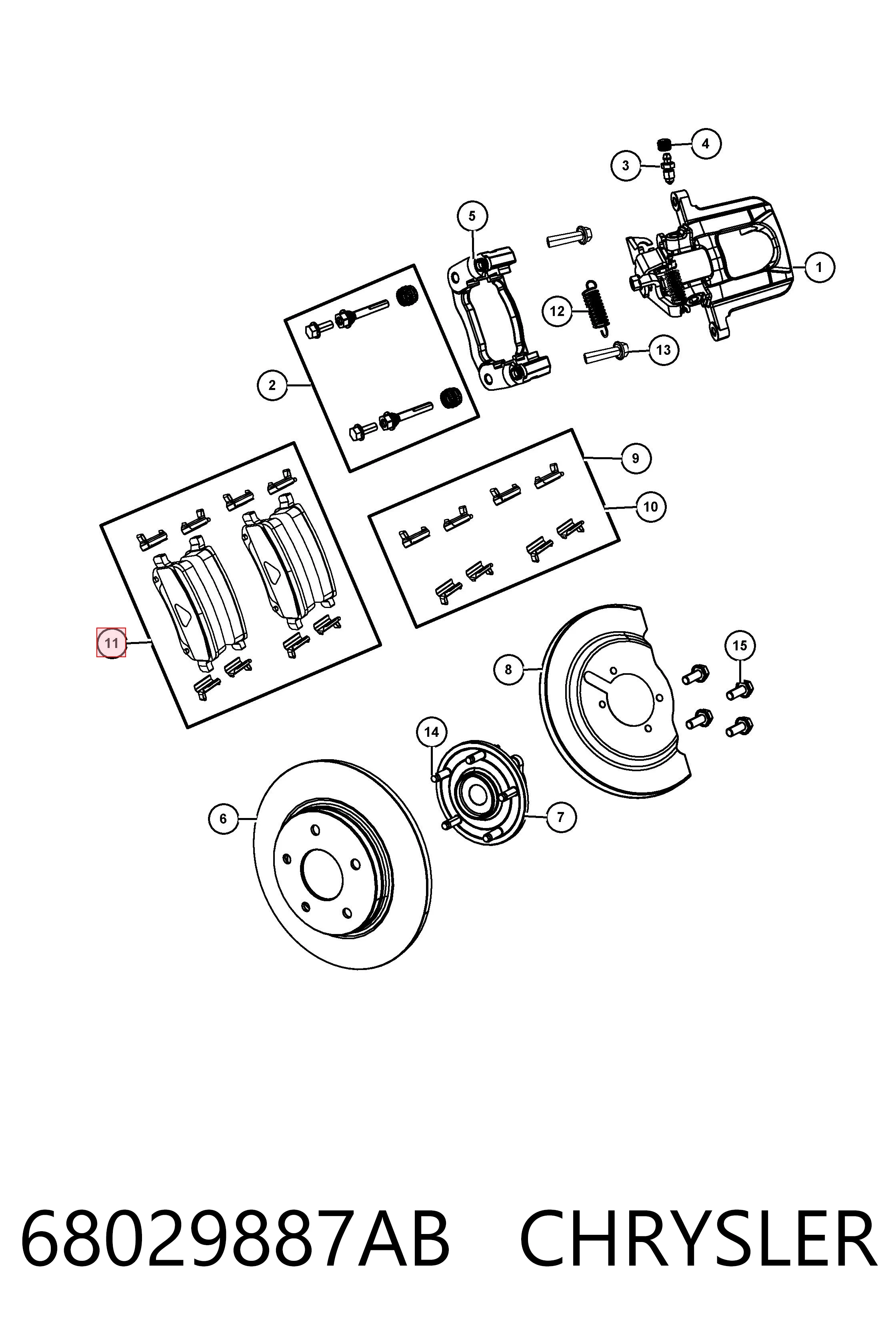 68029887AB Chrysler Sapatas do freio traseiras de disco