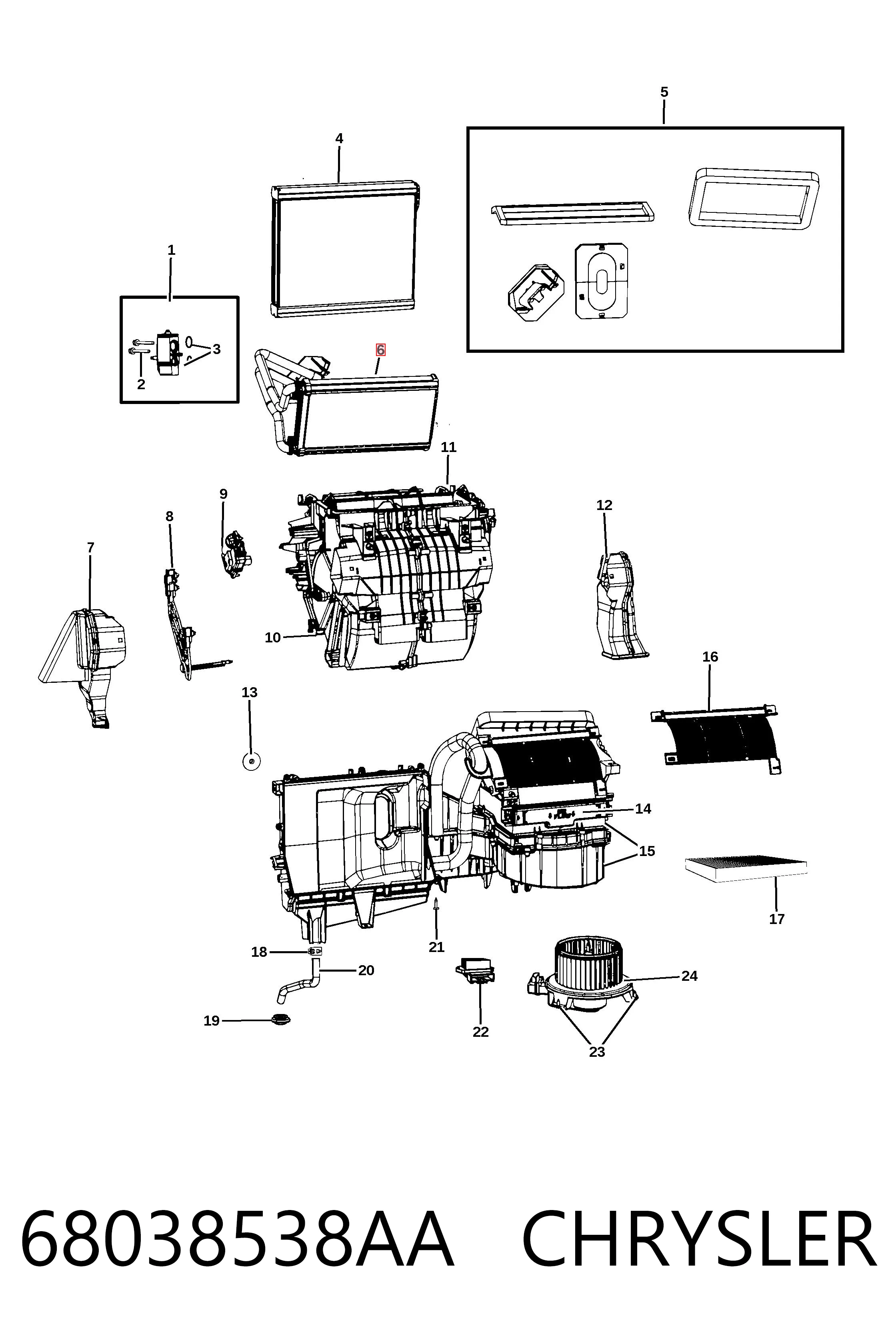 68038538AA Chrysler Radiador de forno (de aquecedor)