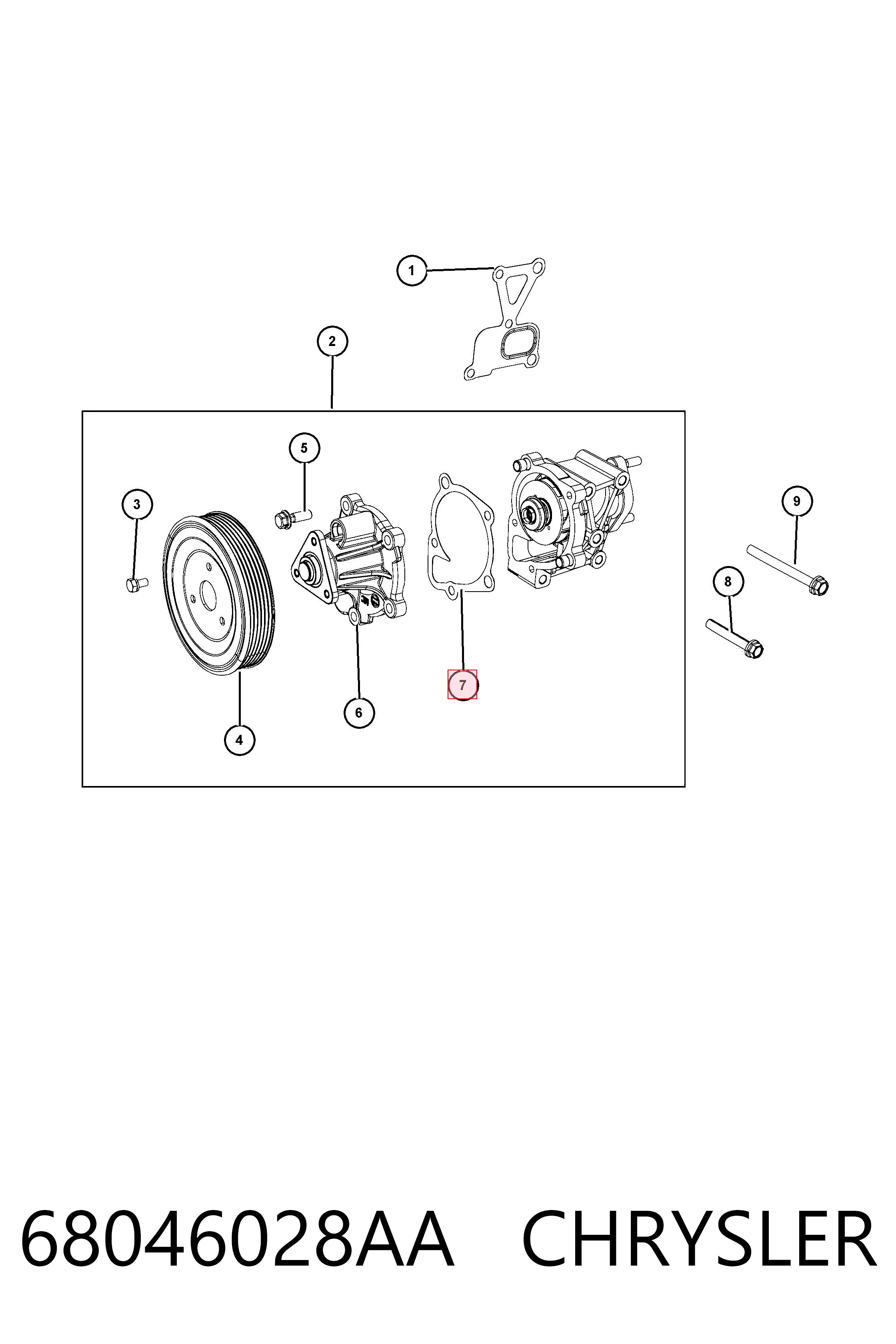 68046028AA Chrysler Vedante de bomba de água