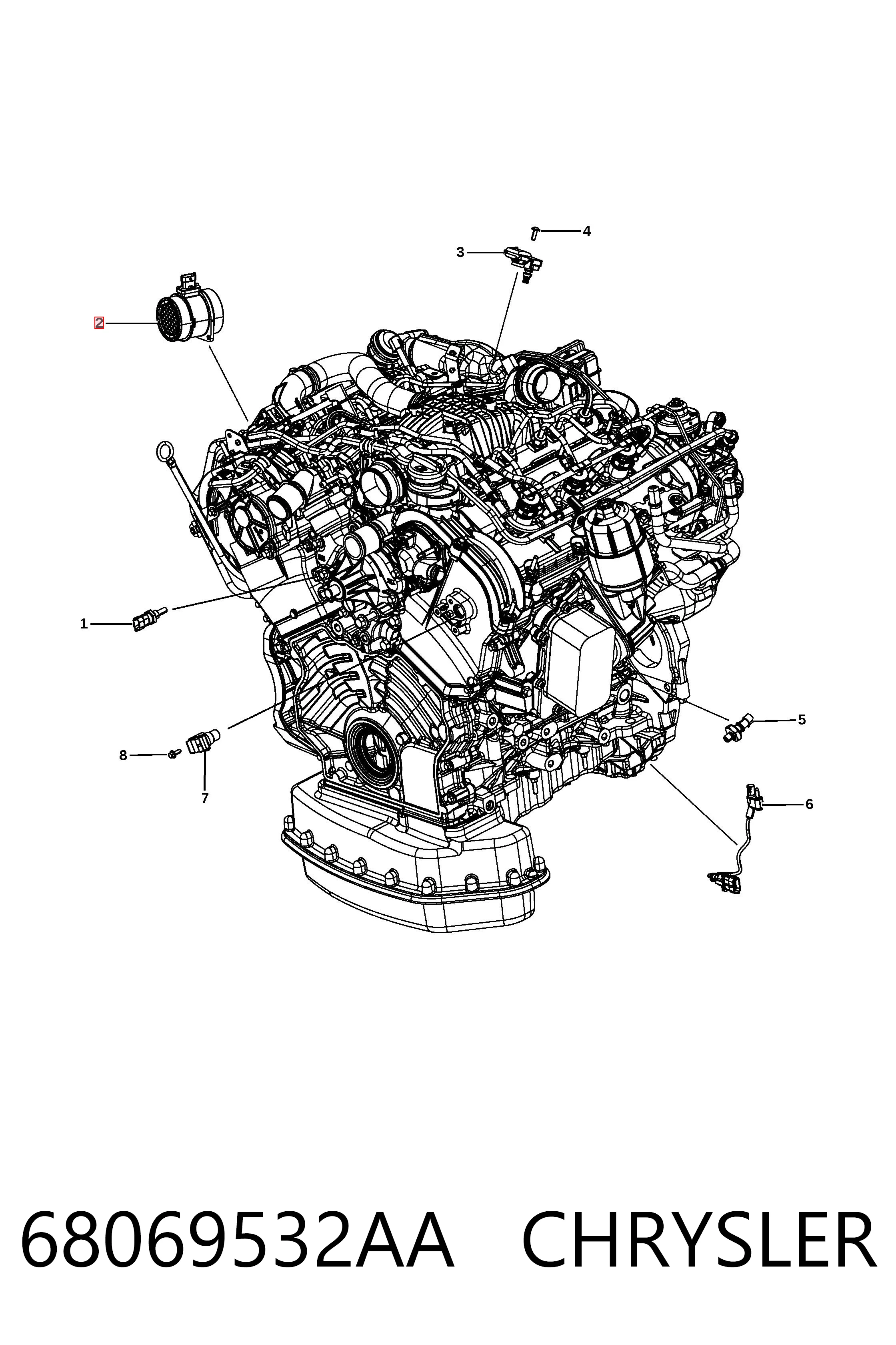 Compre K68069532AA Fiat/Alfa/Lancia Sensor de fluxo (consumo) de ar, medidor de consumo M.A.F. - (Mass Airflow)