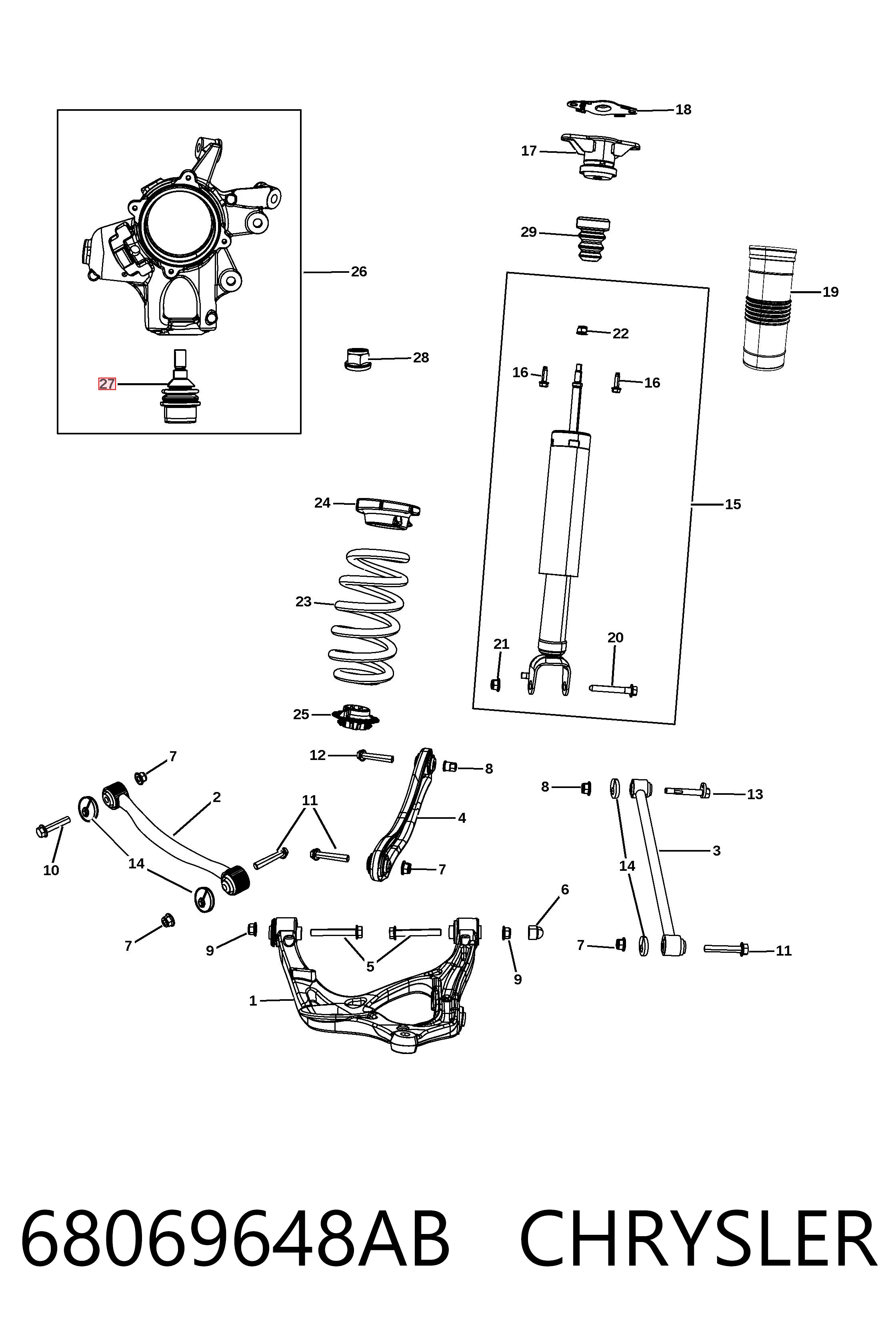 68069648AB Chrysler Suporte de esfera inferior