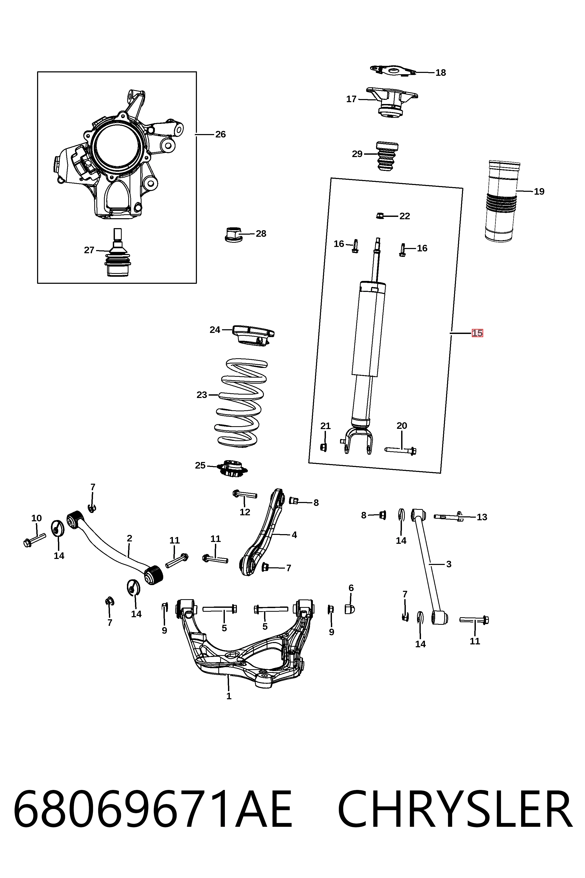 68069671AE Chrysler Amortecedor traseiro