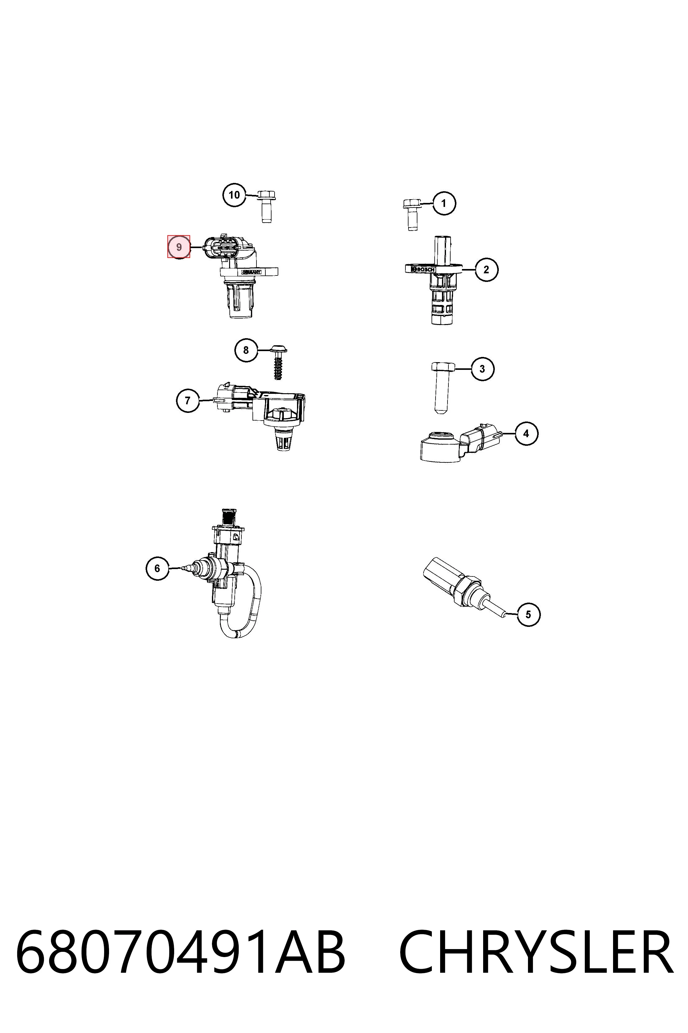 68070491AB Chrysler Sensor de posição da árvore distribuidora