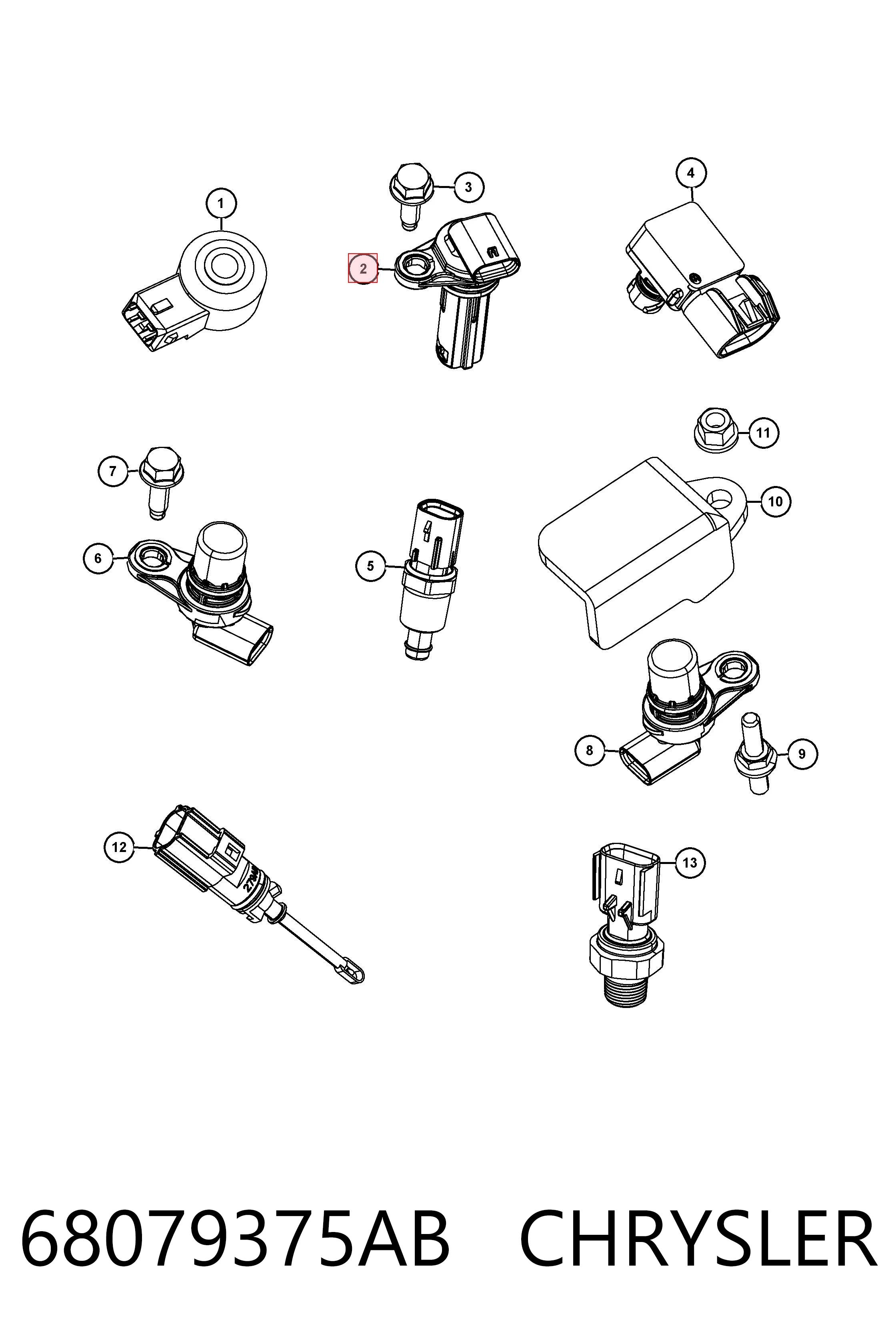 68079375AB Chrysler Sensor de posição (de revoluções) de cambota