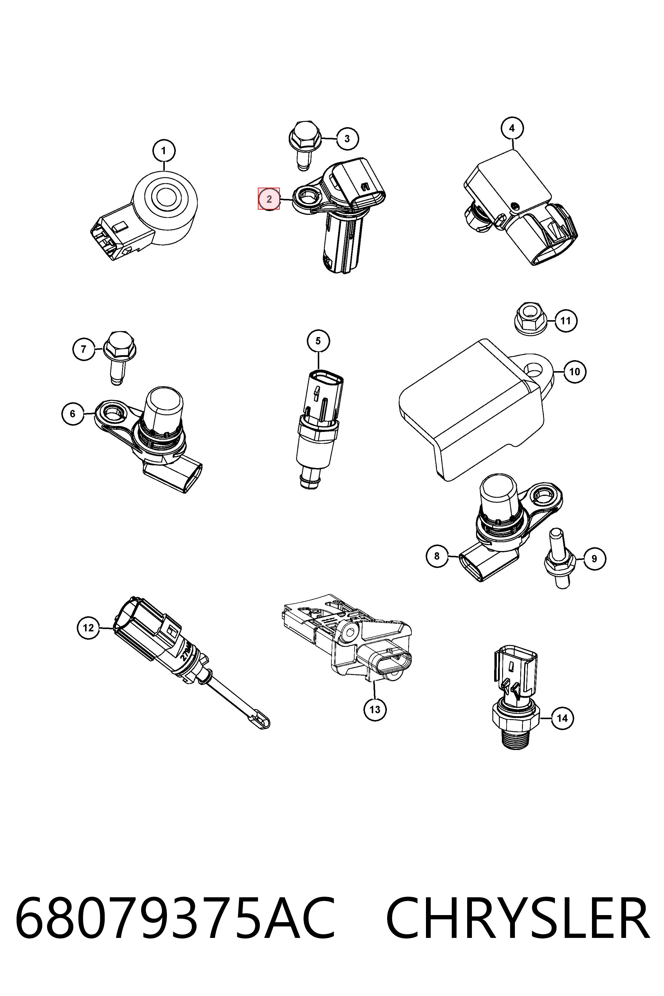 68079375AC Chrysler Sensor de posição (de revoluções) de cambota