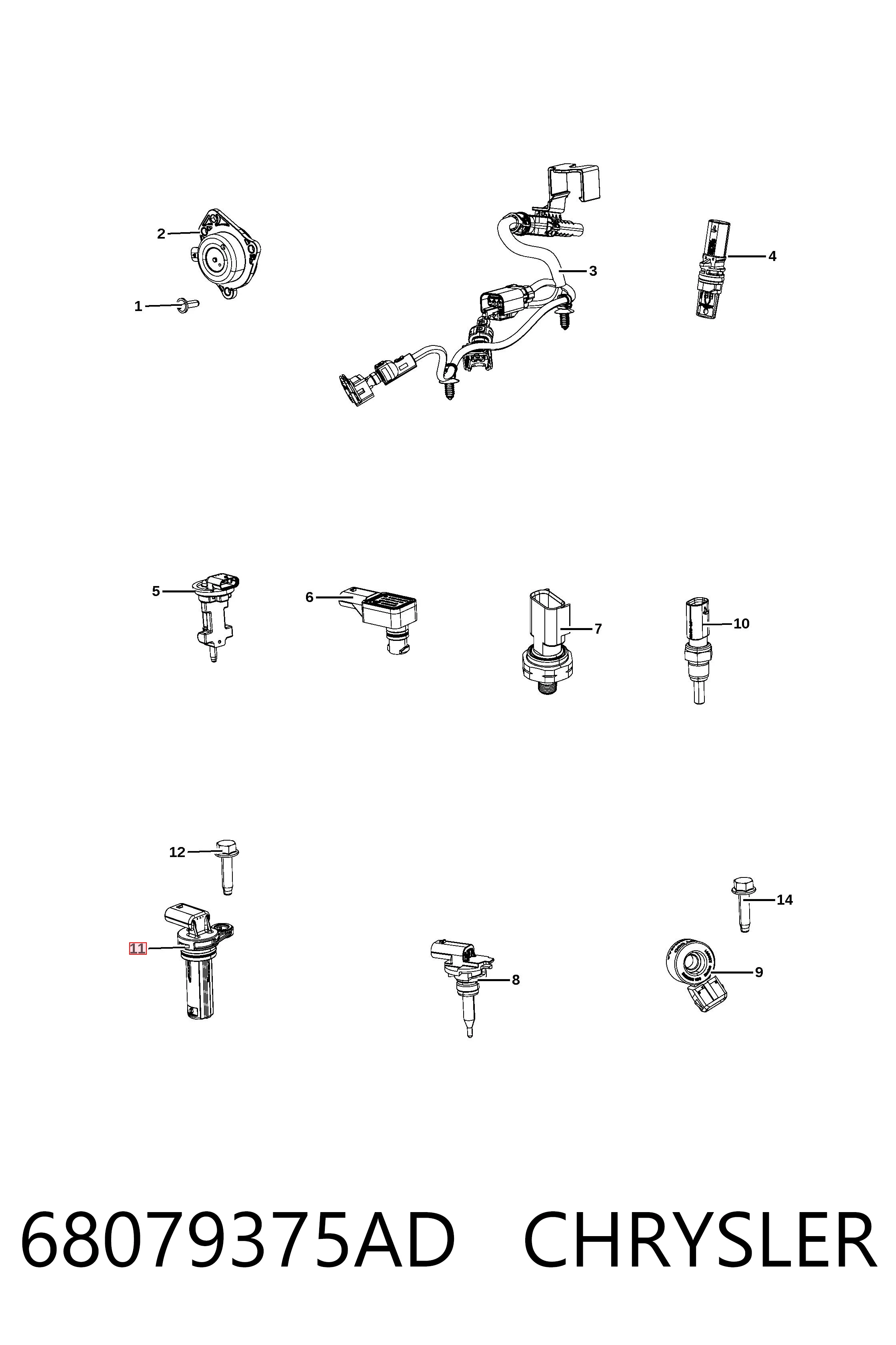 68079375AD Chrysler Sensor de posição (de revoluções) de cambota