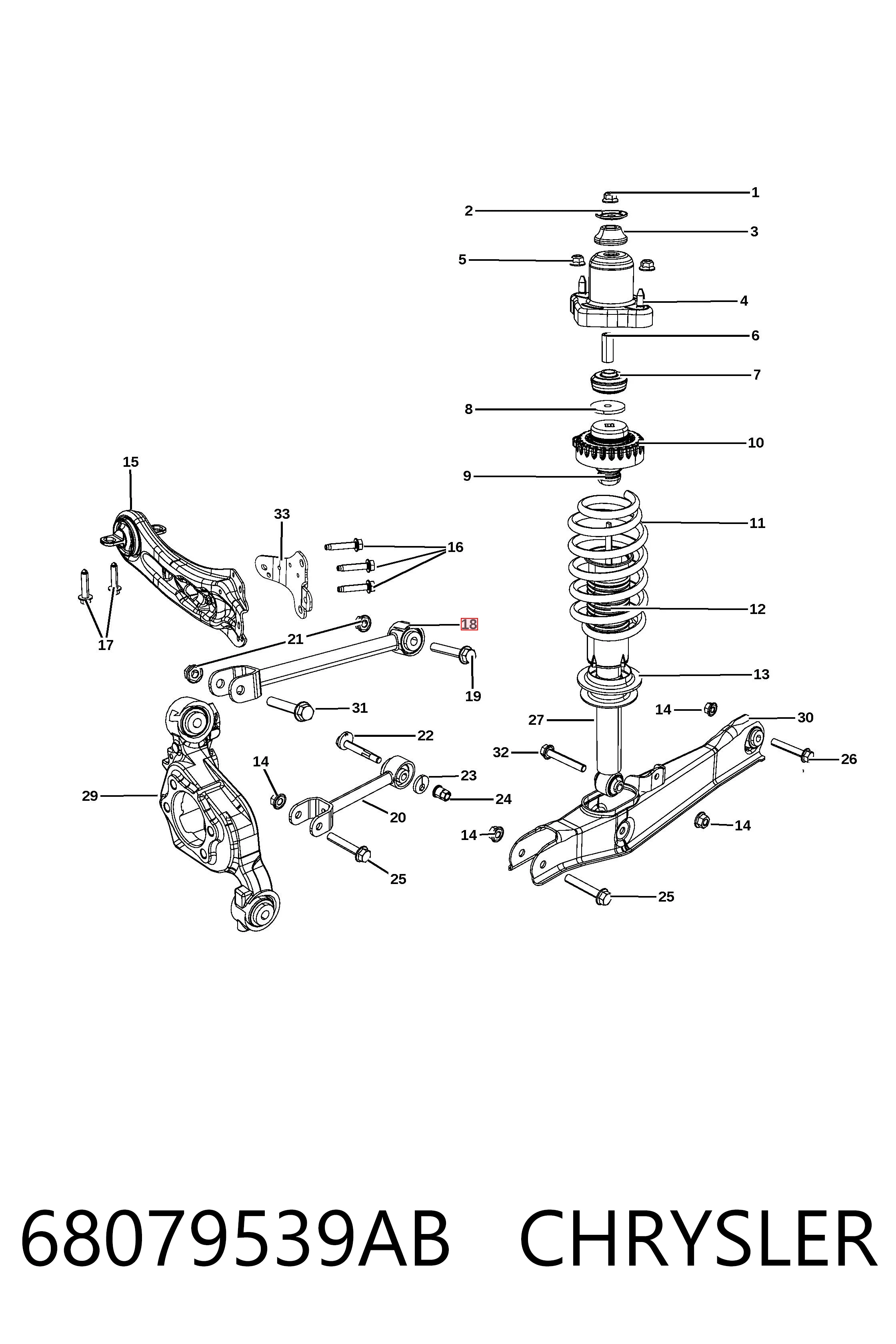 68079539AB Chrysler Barra transversal de suspensão traseira