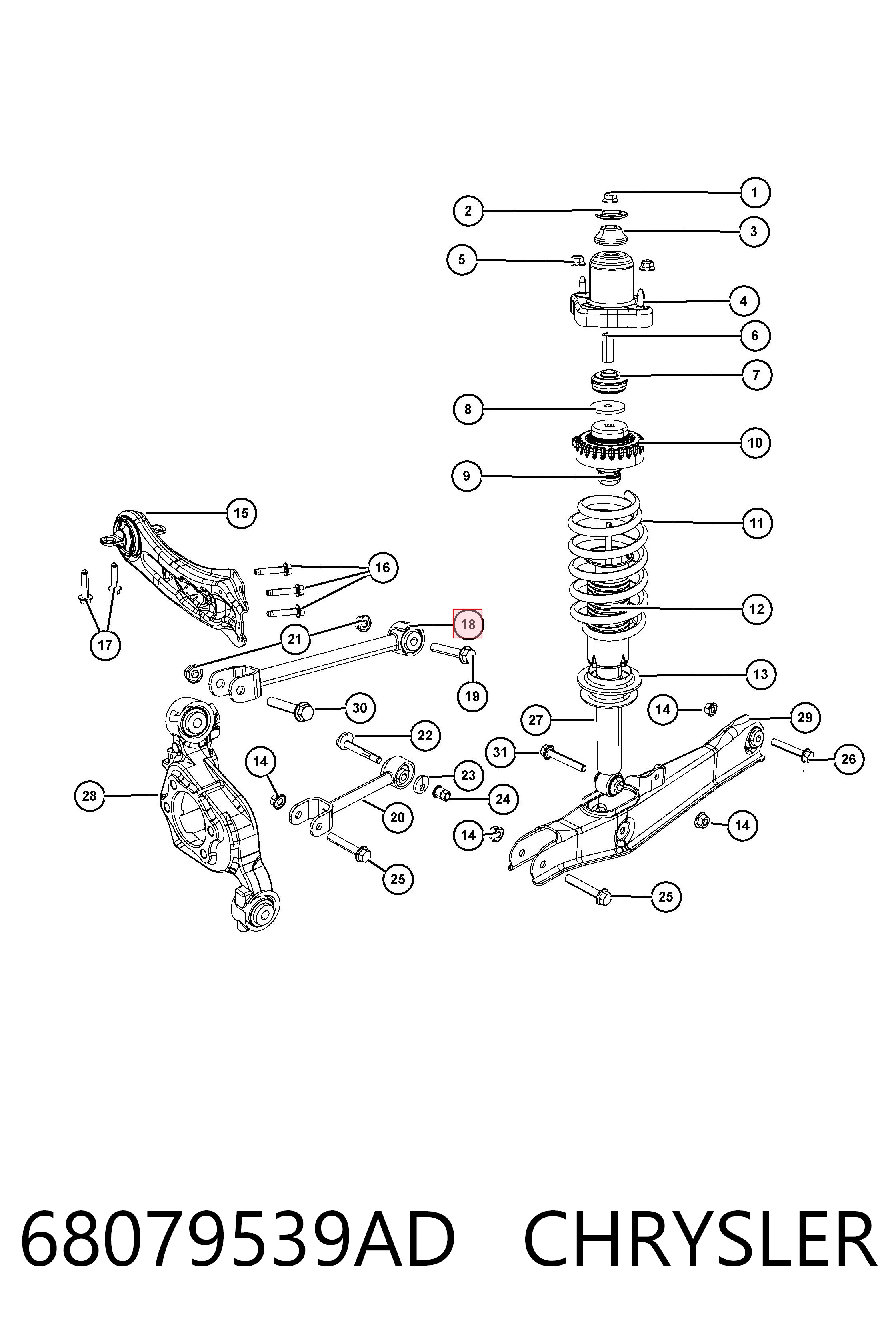 68079539AD Chrysler Barra transversal de suspensão traseira