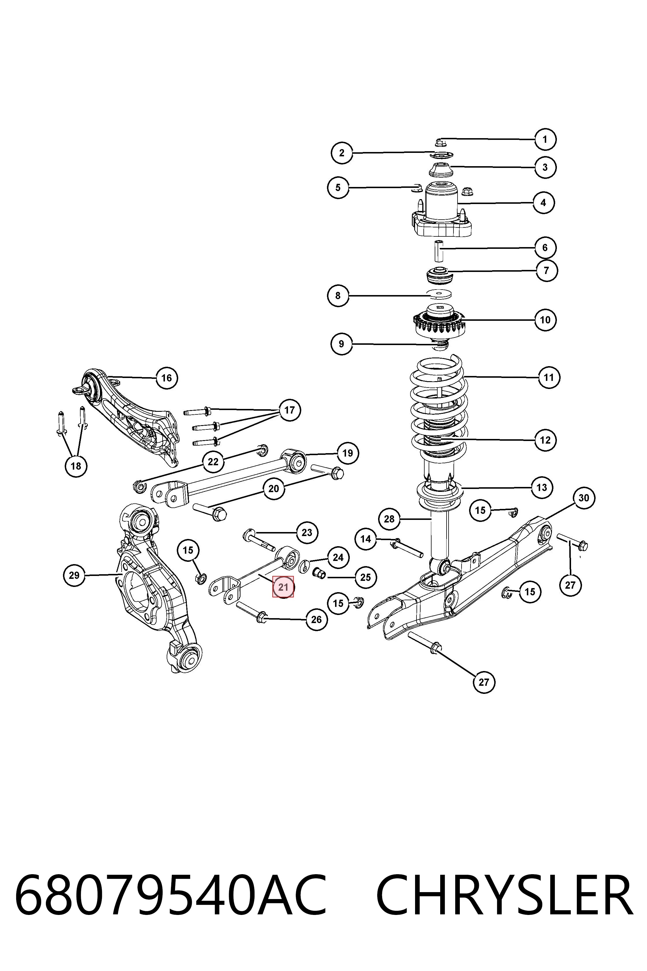 68079540AC Chrysler Barra transversal de suspensão traseira