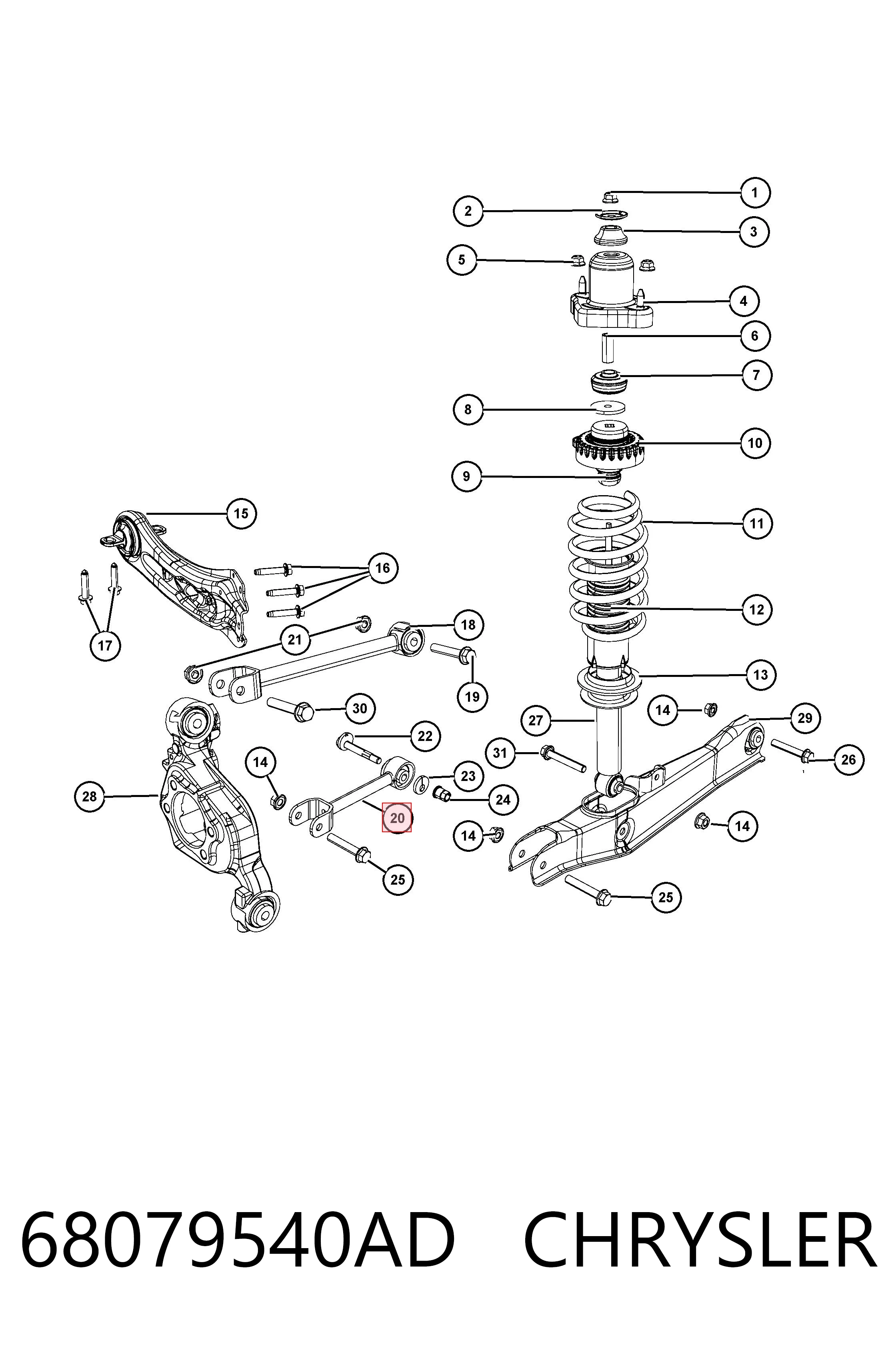 68079540AD Chrysler Barra transversal de suspensão traseira