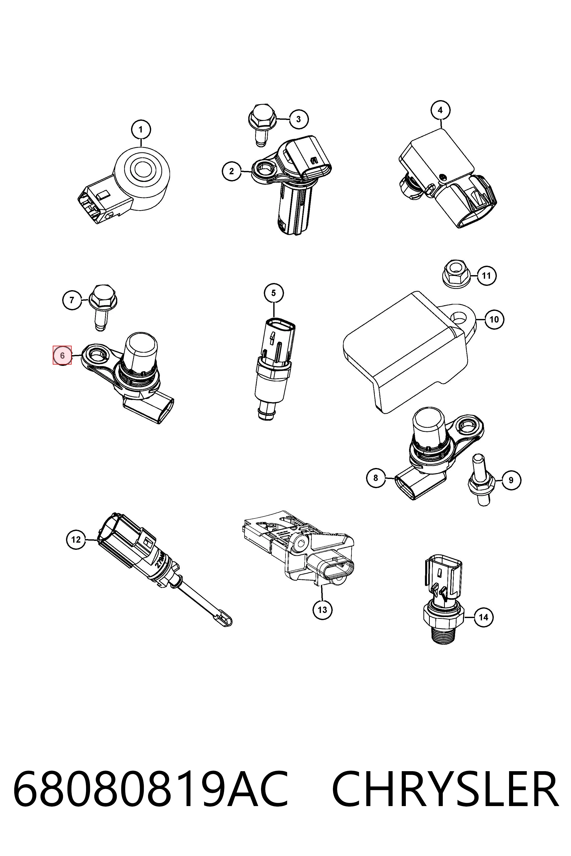 68080819AC Chrysler Sensor de posição da árvore distribuidora