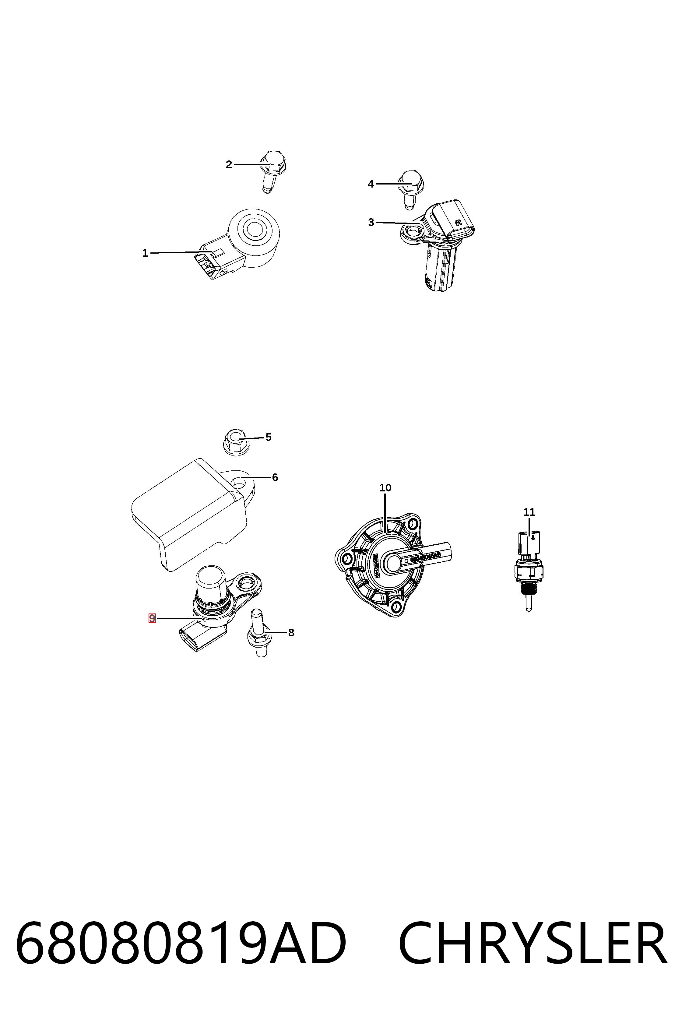 68080819AD Chrysler Sensor de posição da árvore distribuidora