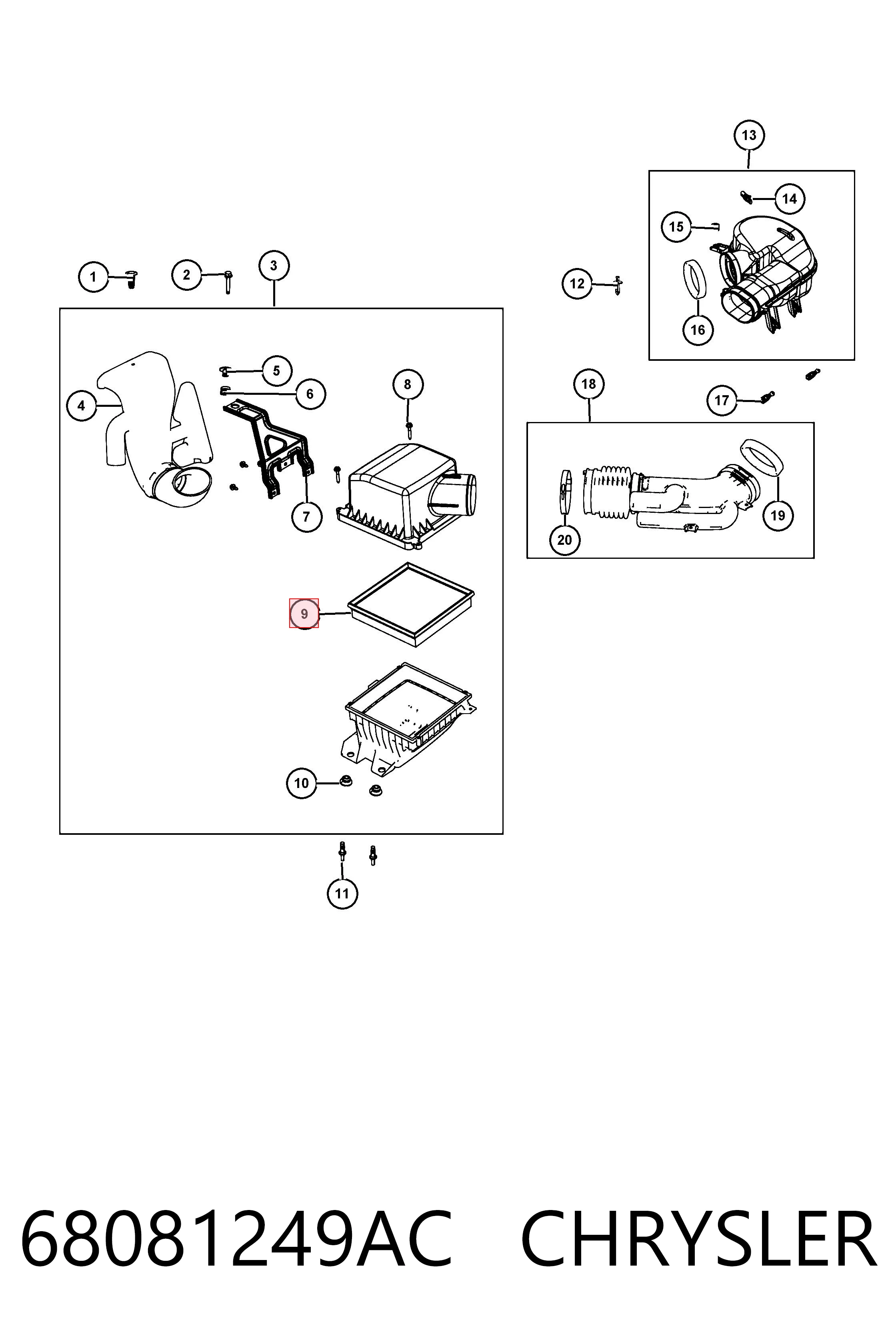 68081249AC Chrysler Filtro de ar