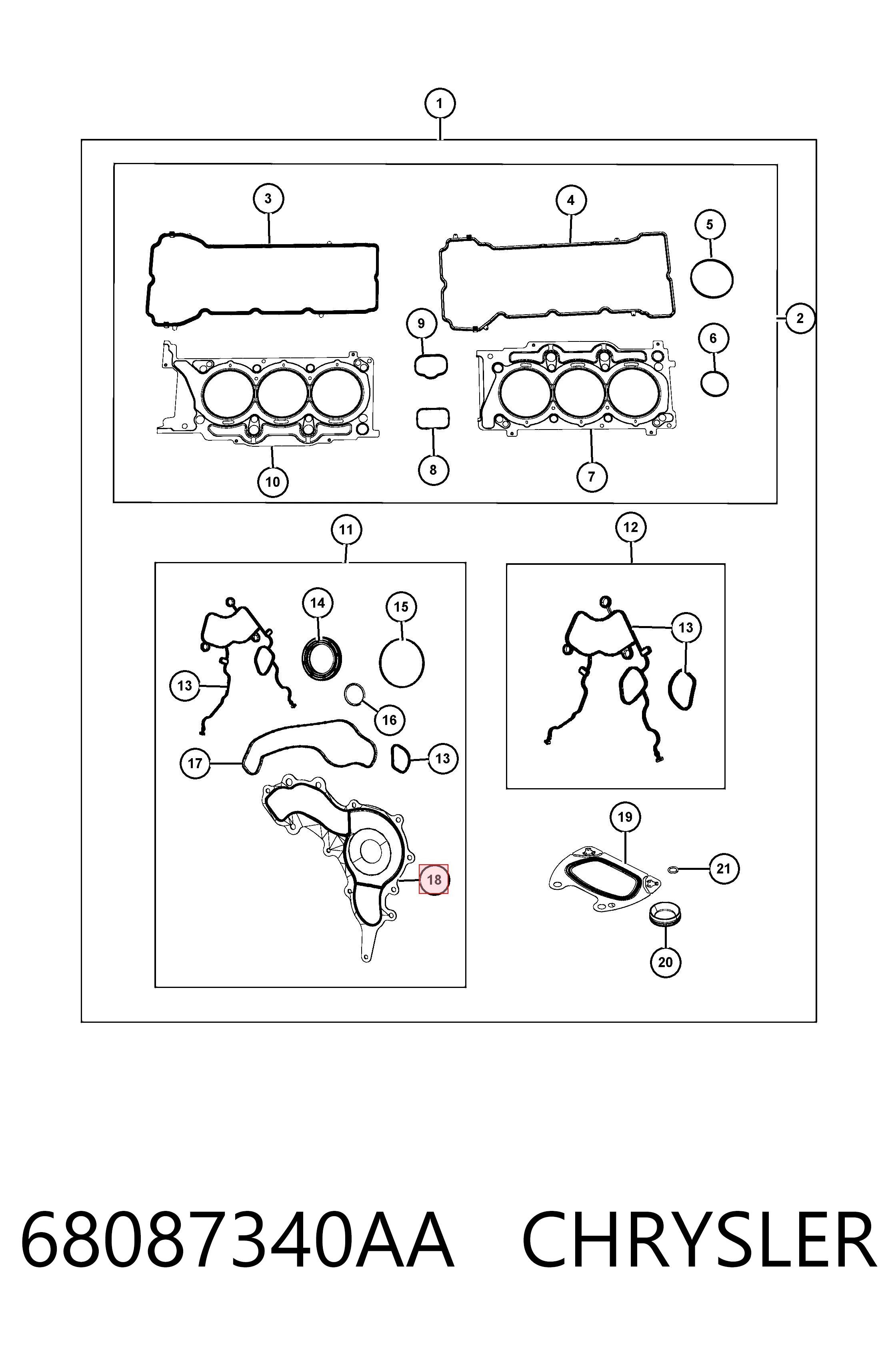 68087340AA Chrysler Vedante de bomba de água