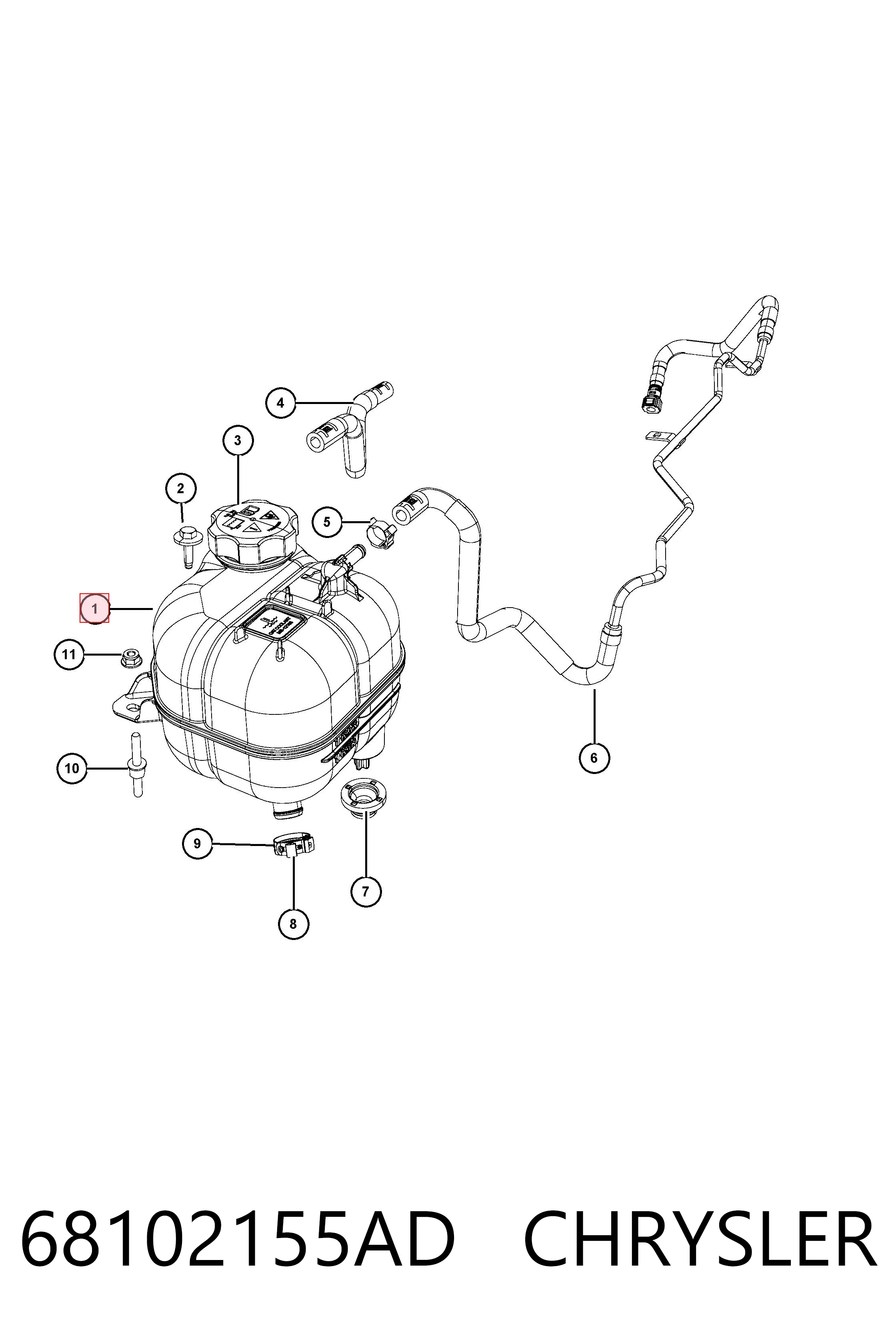 68102155AD Chrysler Tanque de expansão do sistema de esfriamento