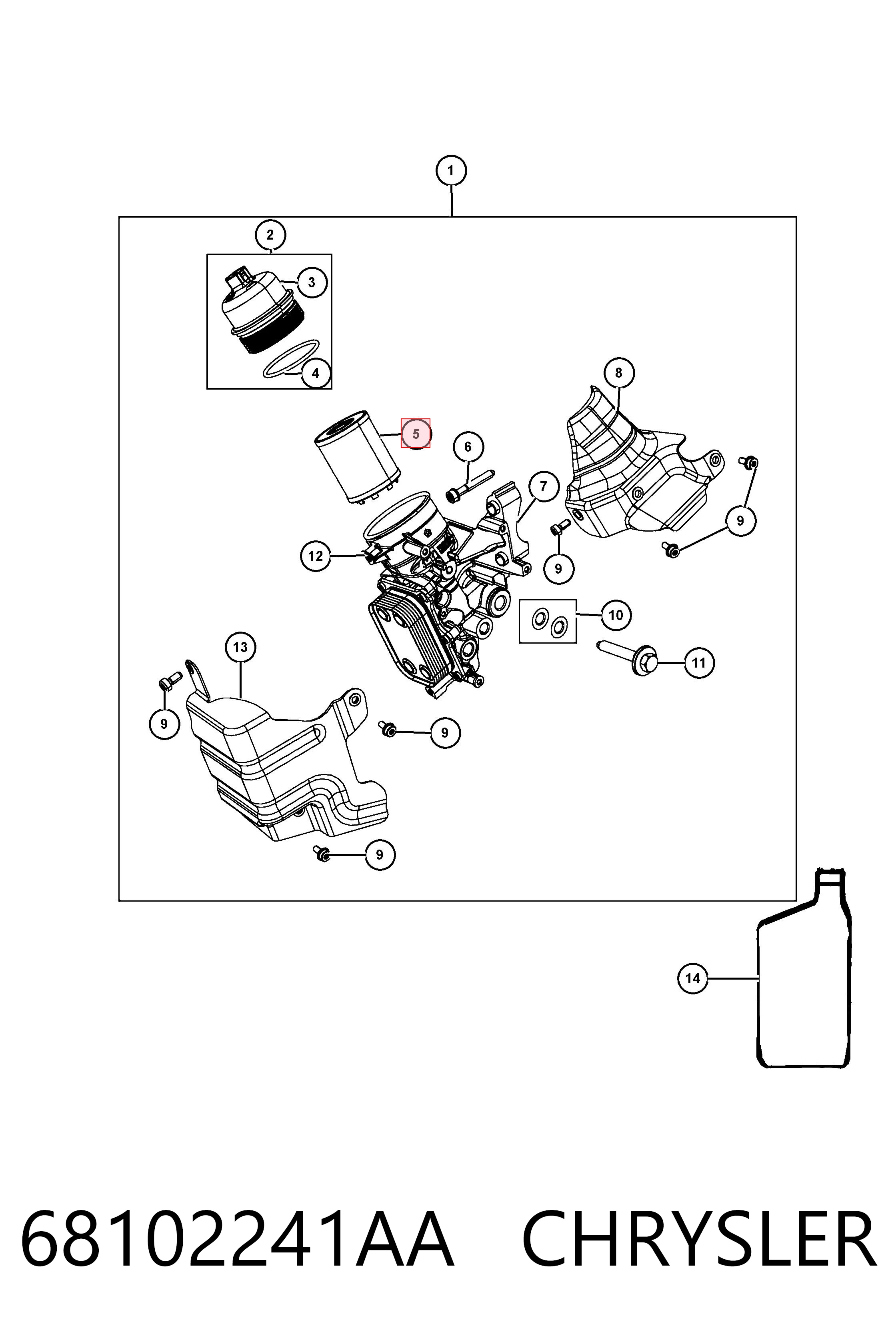 68102241AA Chrysler Filtro de óleo