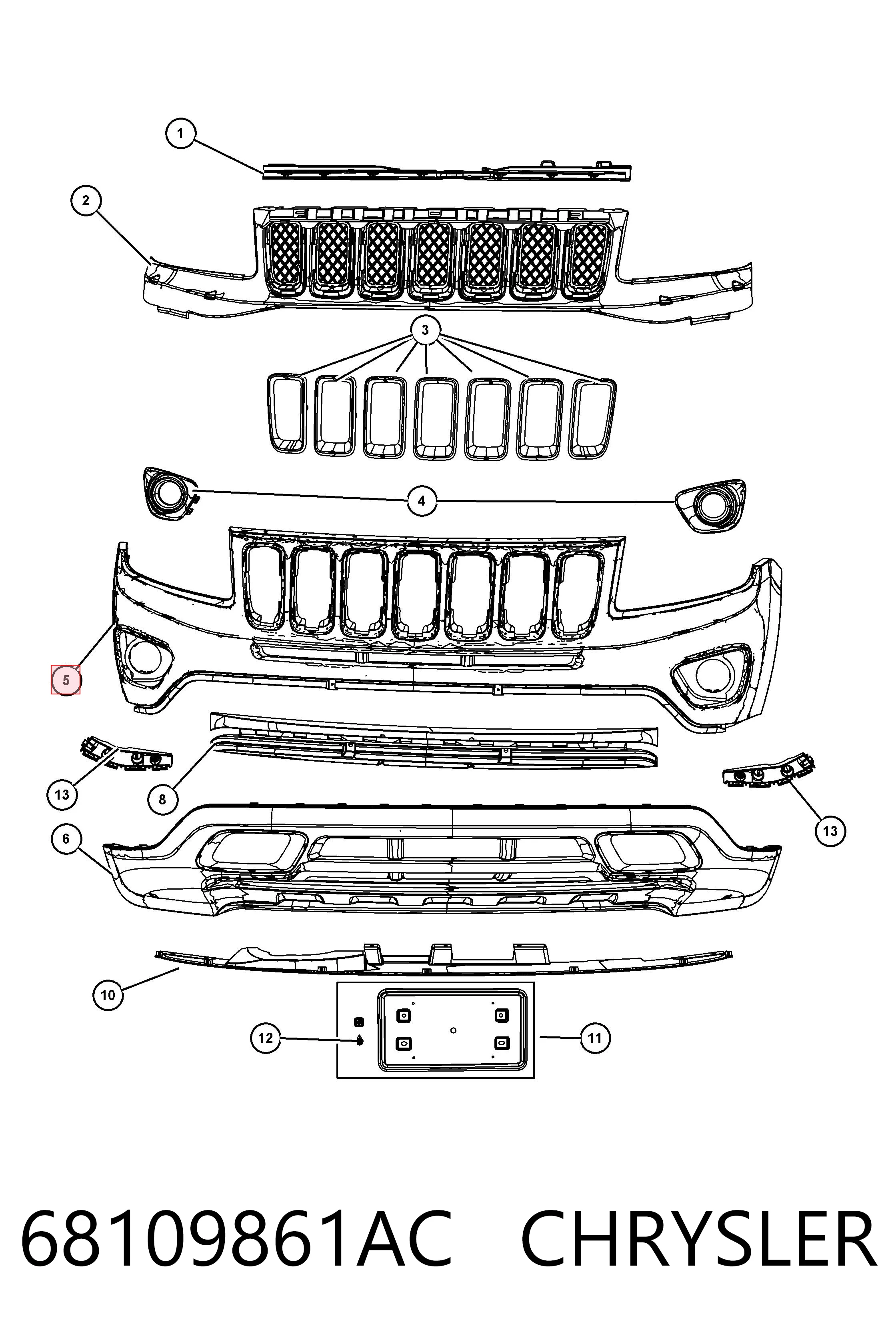  Pára-choque dianteiro Jeep Compass SUV (MK49) (2006 - 2016) 