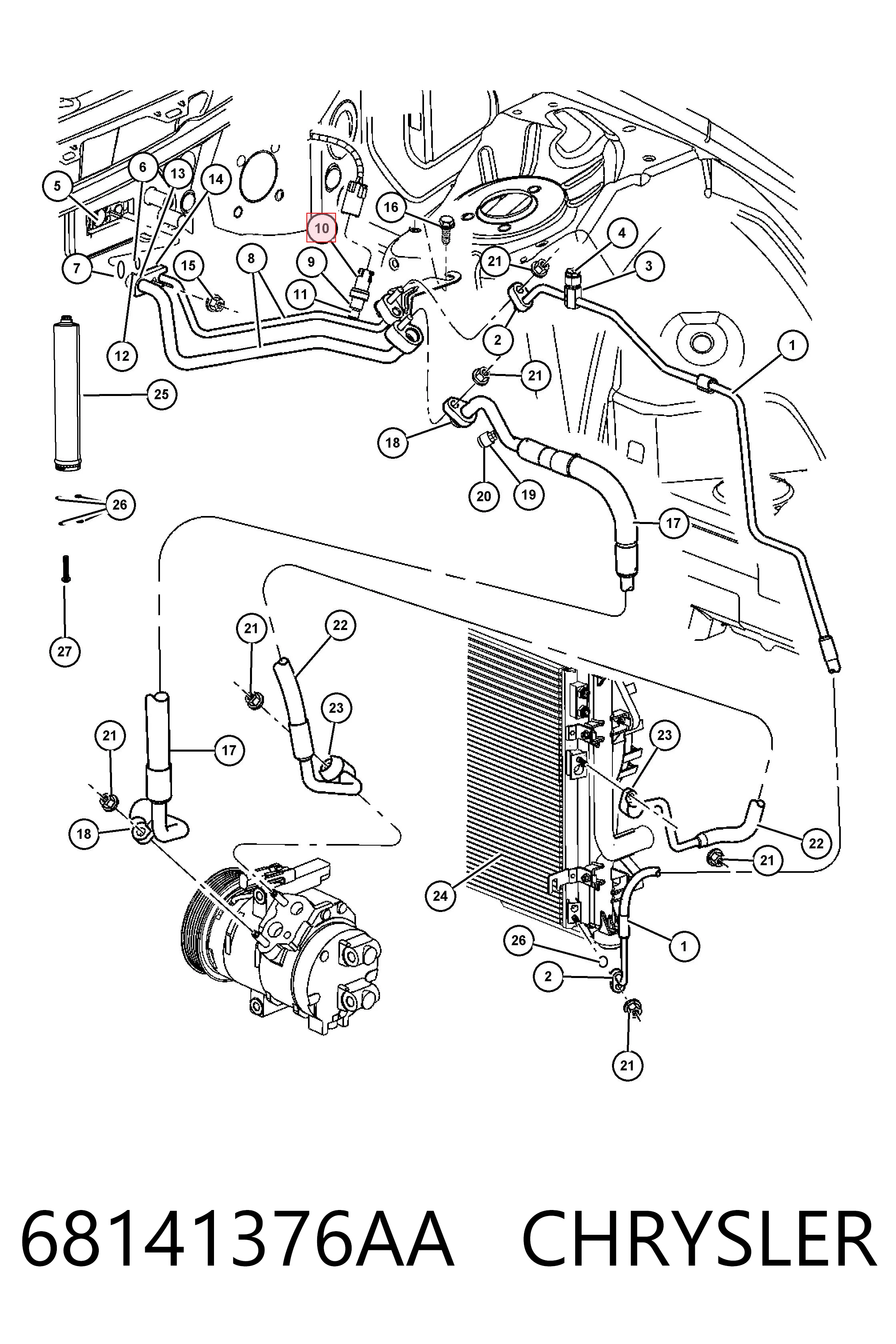 68141376AA Chrysler Sensor de pressão absoluta de aparelho de ar condicionado