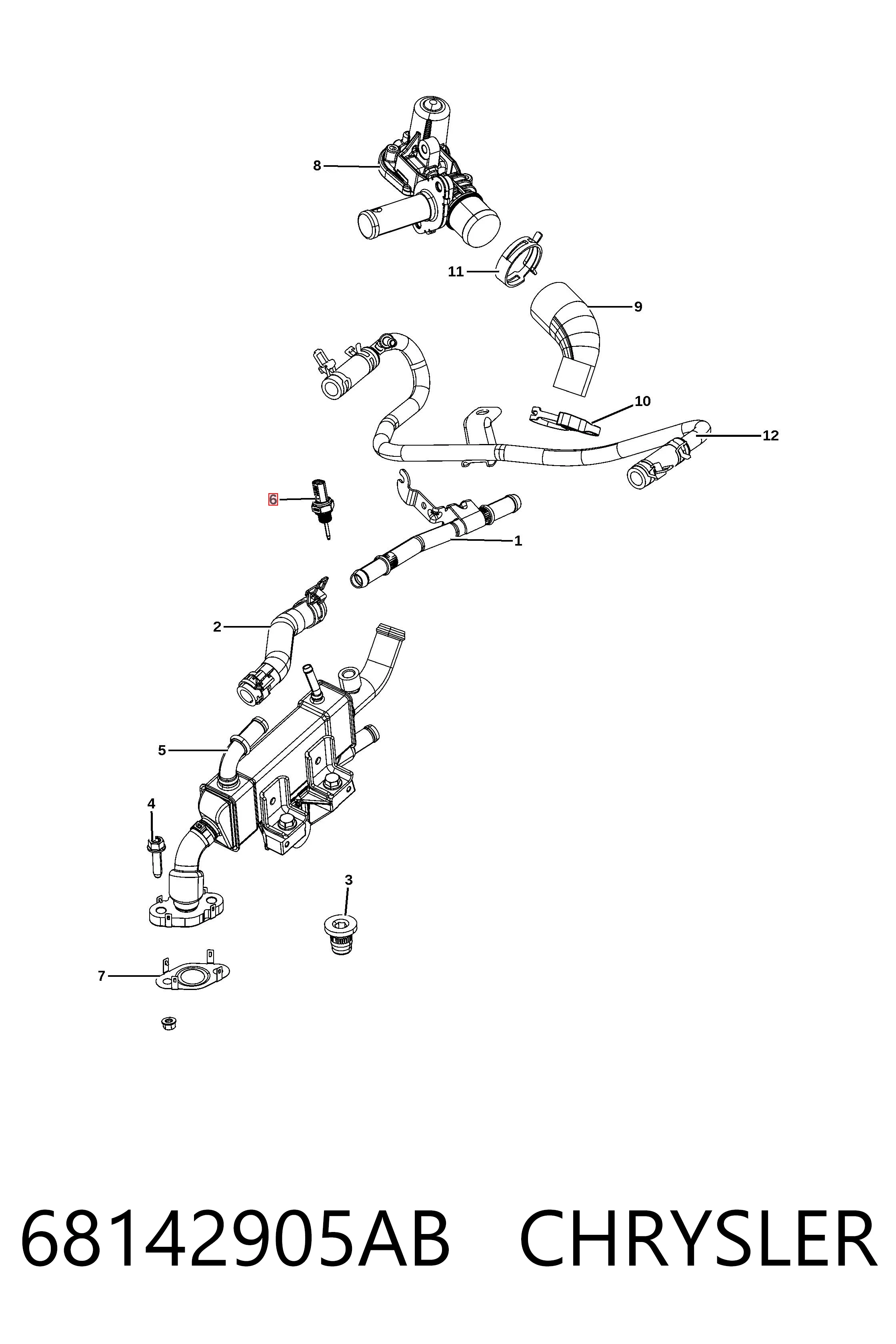 68142905AB Chrysler Sensor de temperatura dos gases de escape (GE), até o catalisador