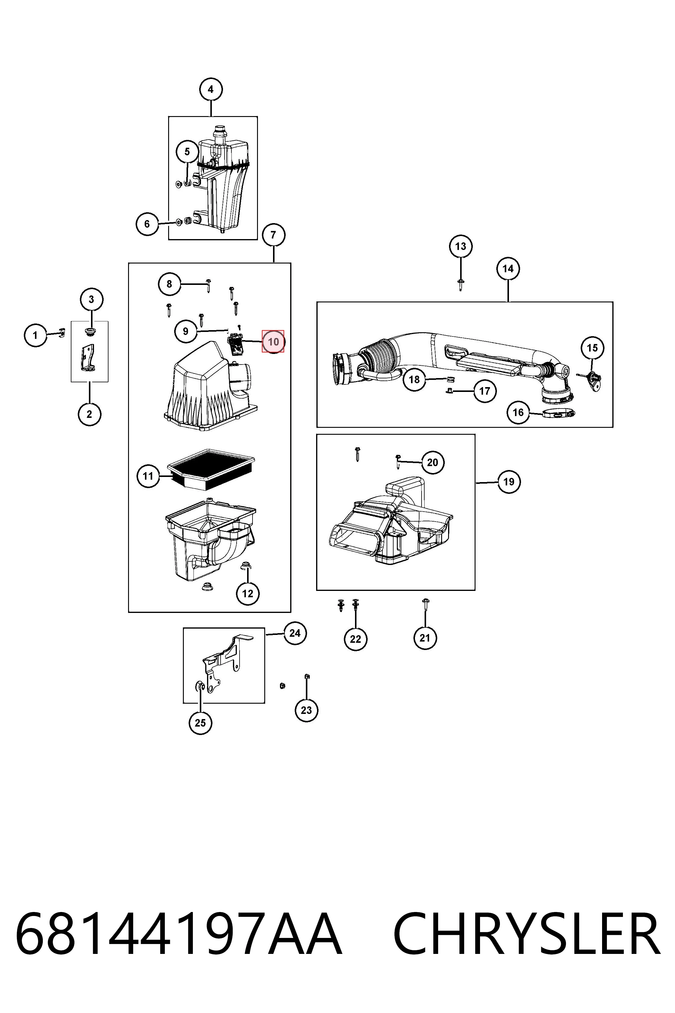 68144197AA Chrysler Sensor de fluxo (consumo) de ar, medidor de consumo M.A.F. - (Mass Airflow)