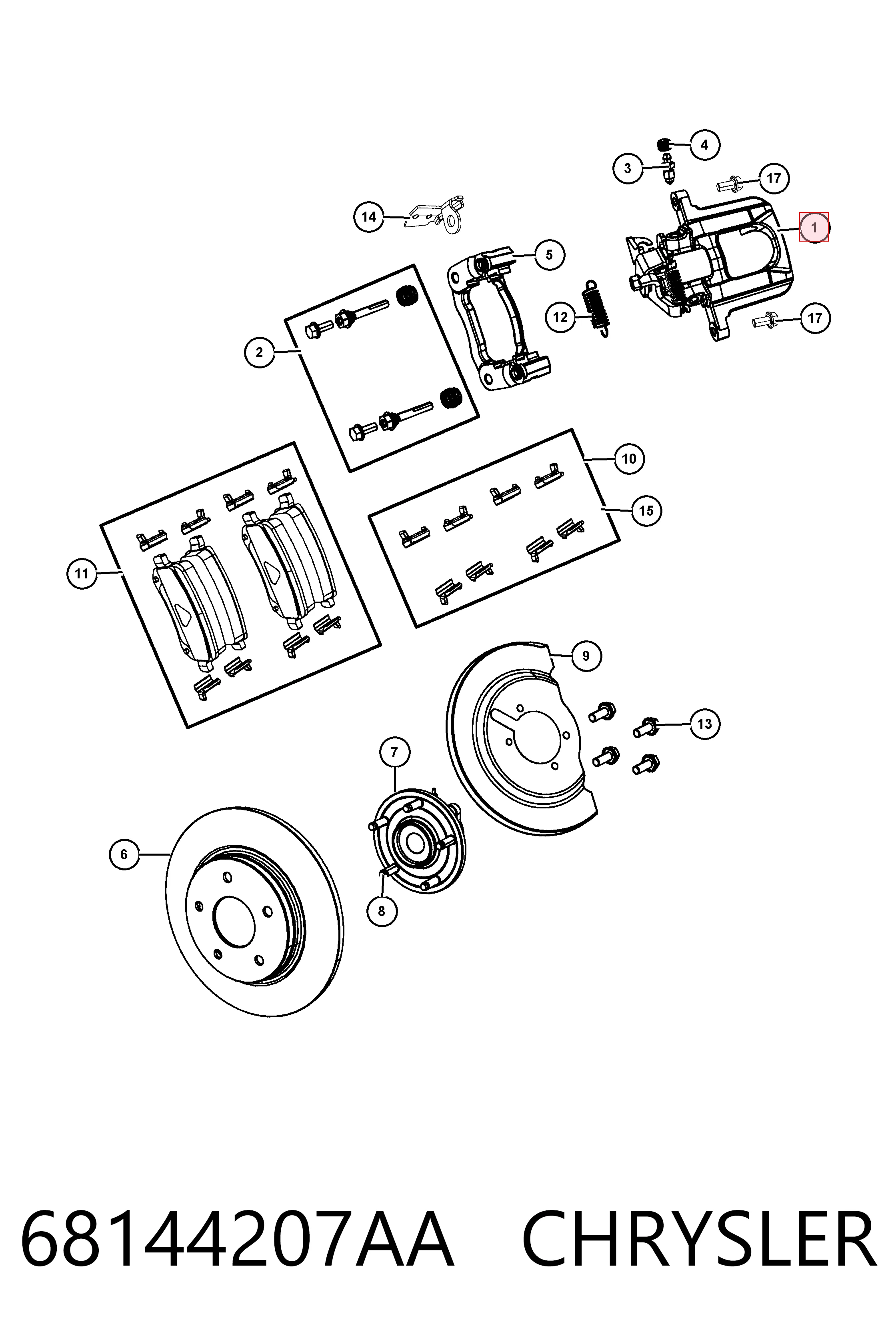 68144207AA Chrysler Suporte do freio traseiro esquerdo