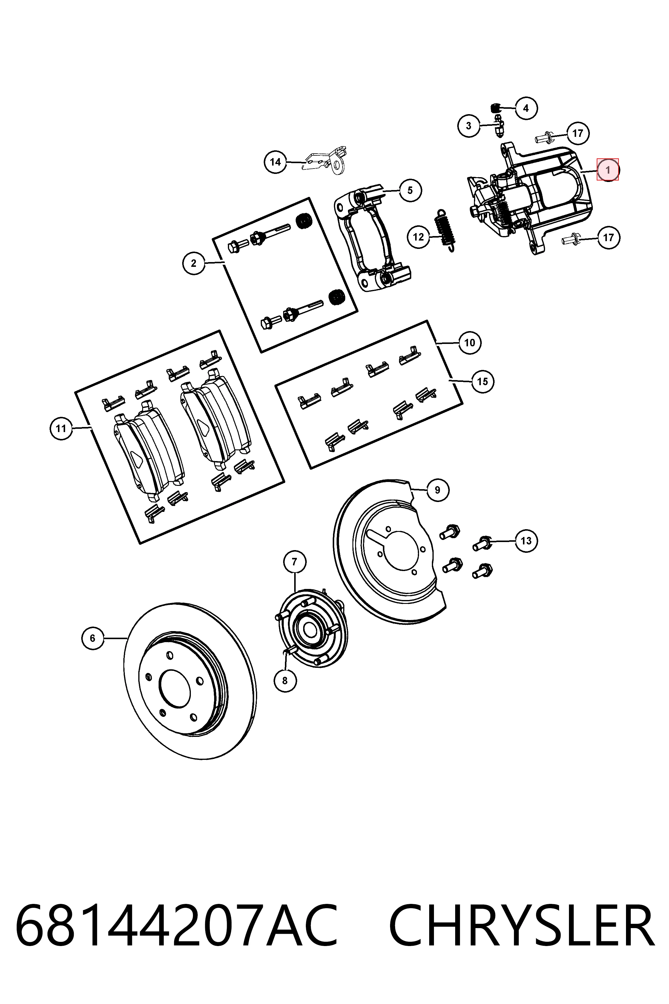 Compre K68144207AA Fiat/Alfa/Lancia Suporte do freio traseiro esquerdo