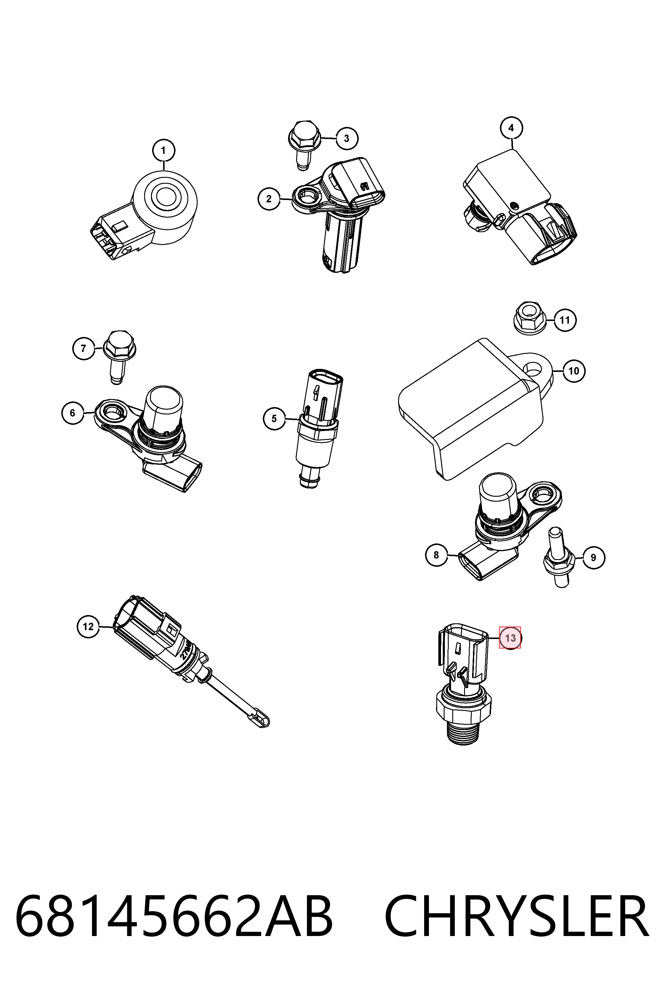 68145662AB Chrysler Sensor de pressão de óleo