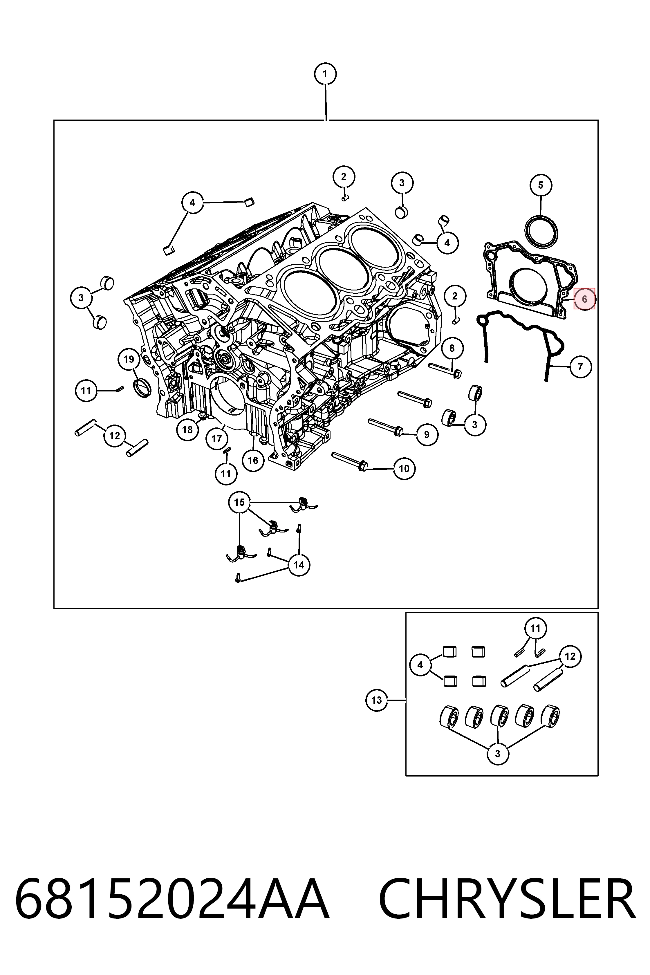 68152024AA Chrysler Vedação traseira de cambota de motor