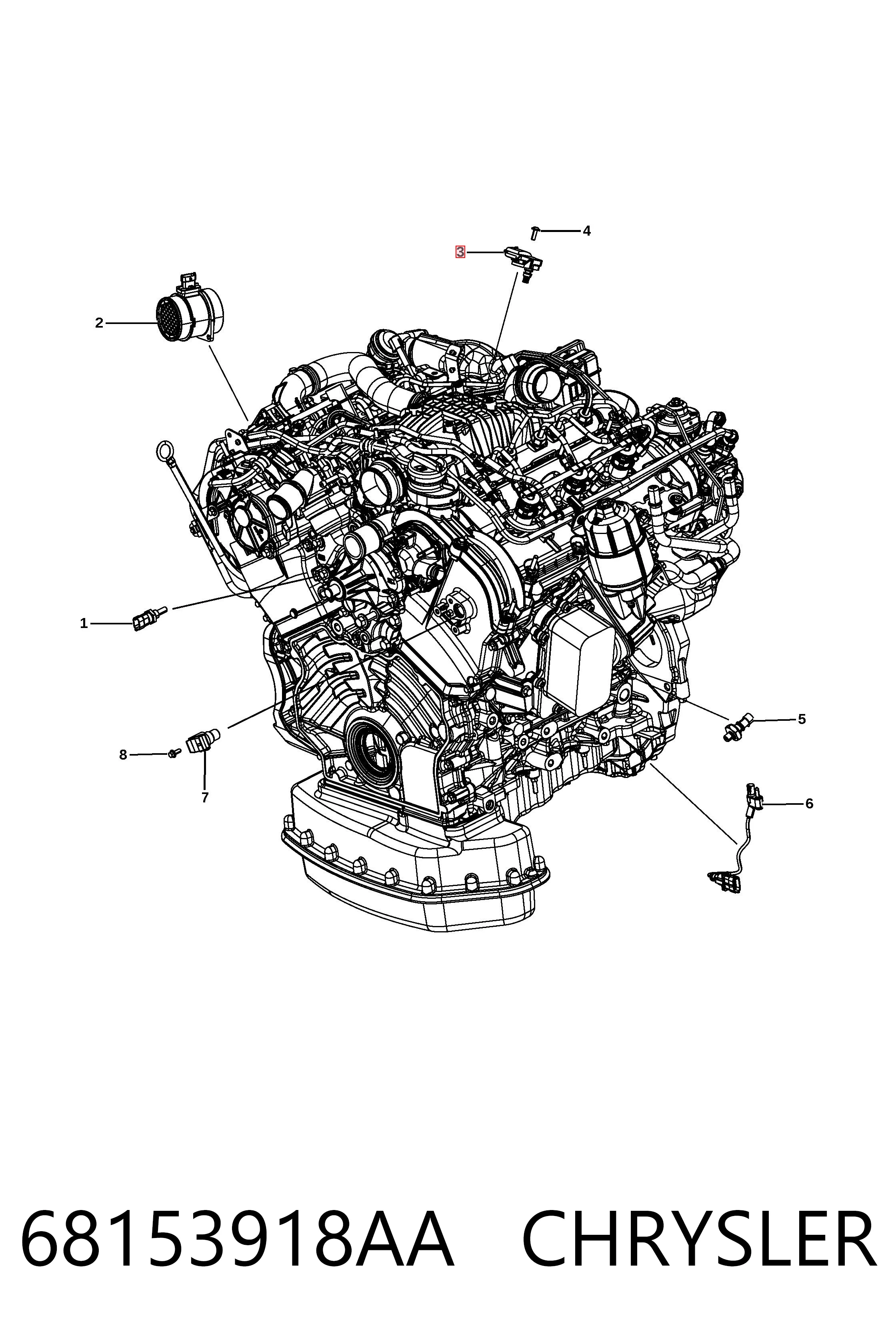 68153918AA Chrysler Sensor de pressão no coletor de admissão, MAP