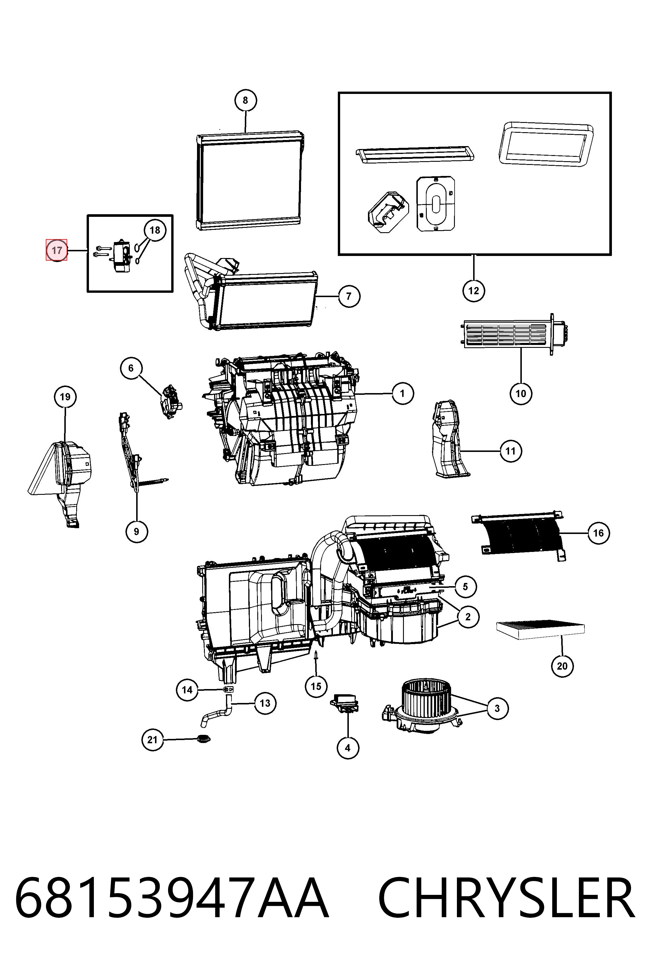 68153947AA Chrysler Válvula TRV de aparelho de ar condicionado
