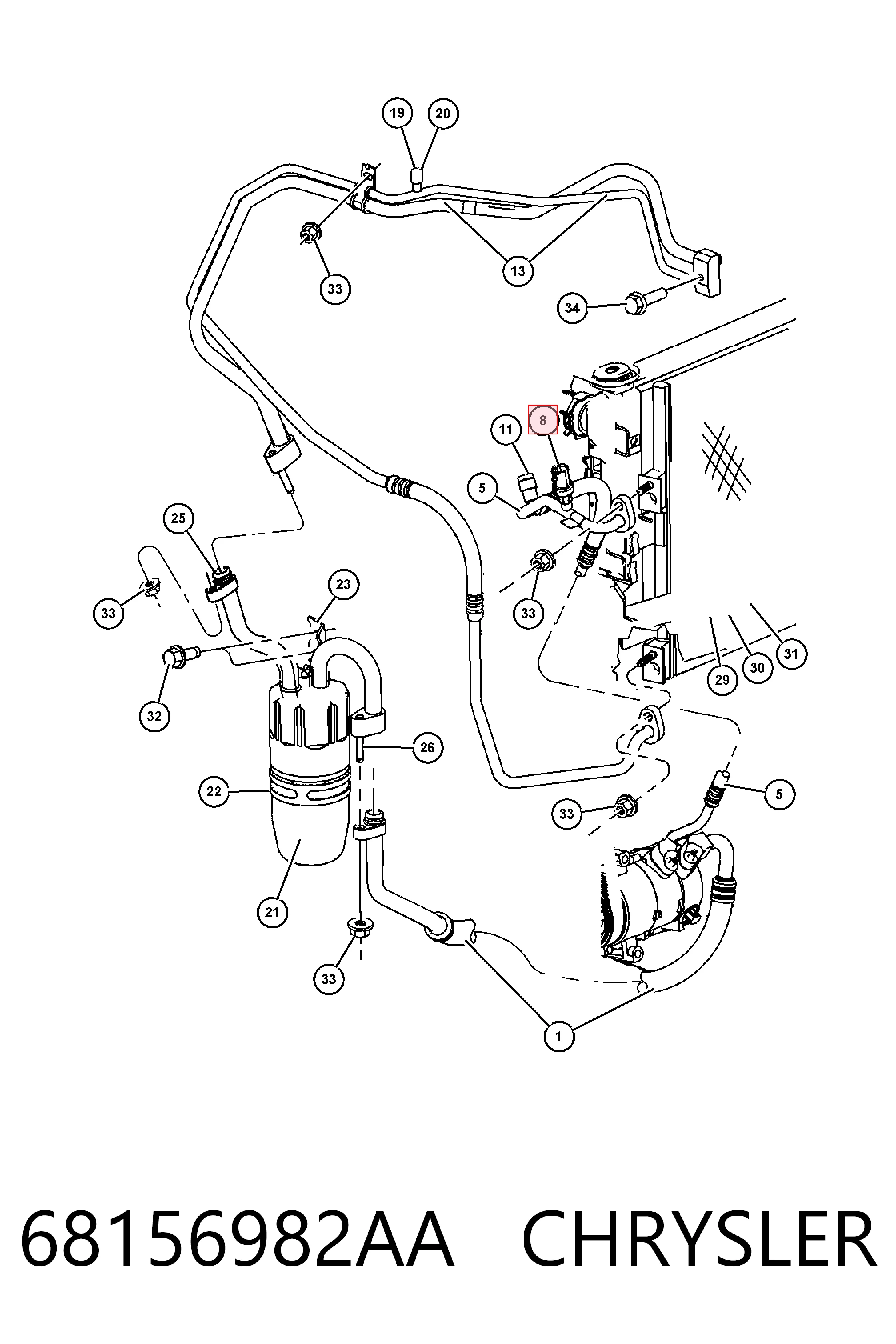 68156982AA Chrysler Sensor de pressão absoluta de aparelho de ar condicionado
