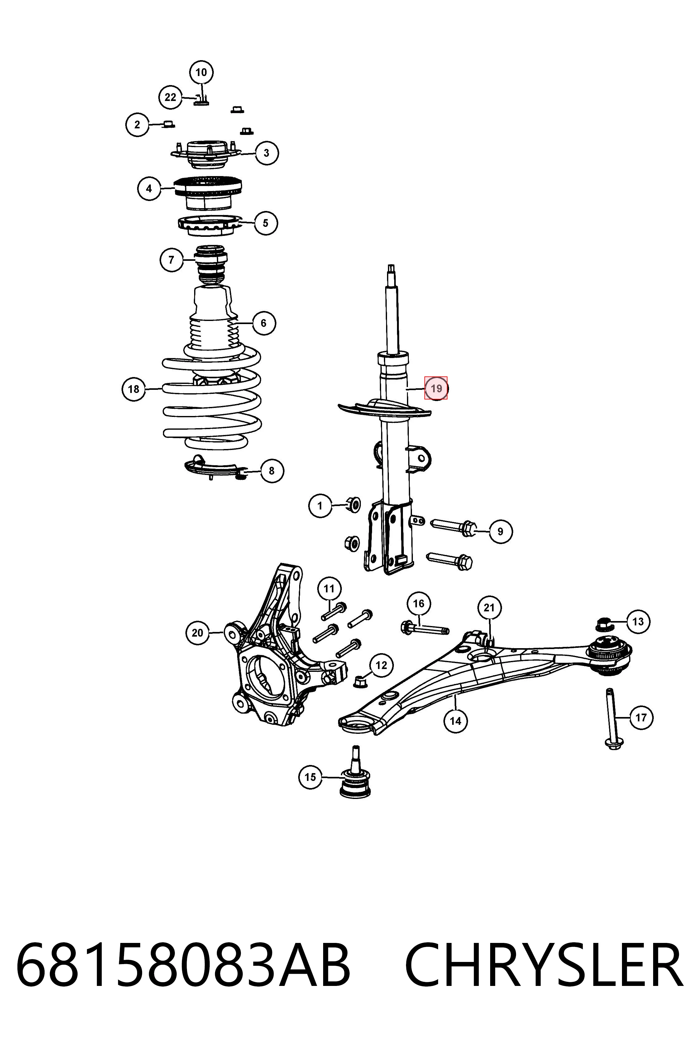 68158083AB Chrysler Amortecedor dianteiro