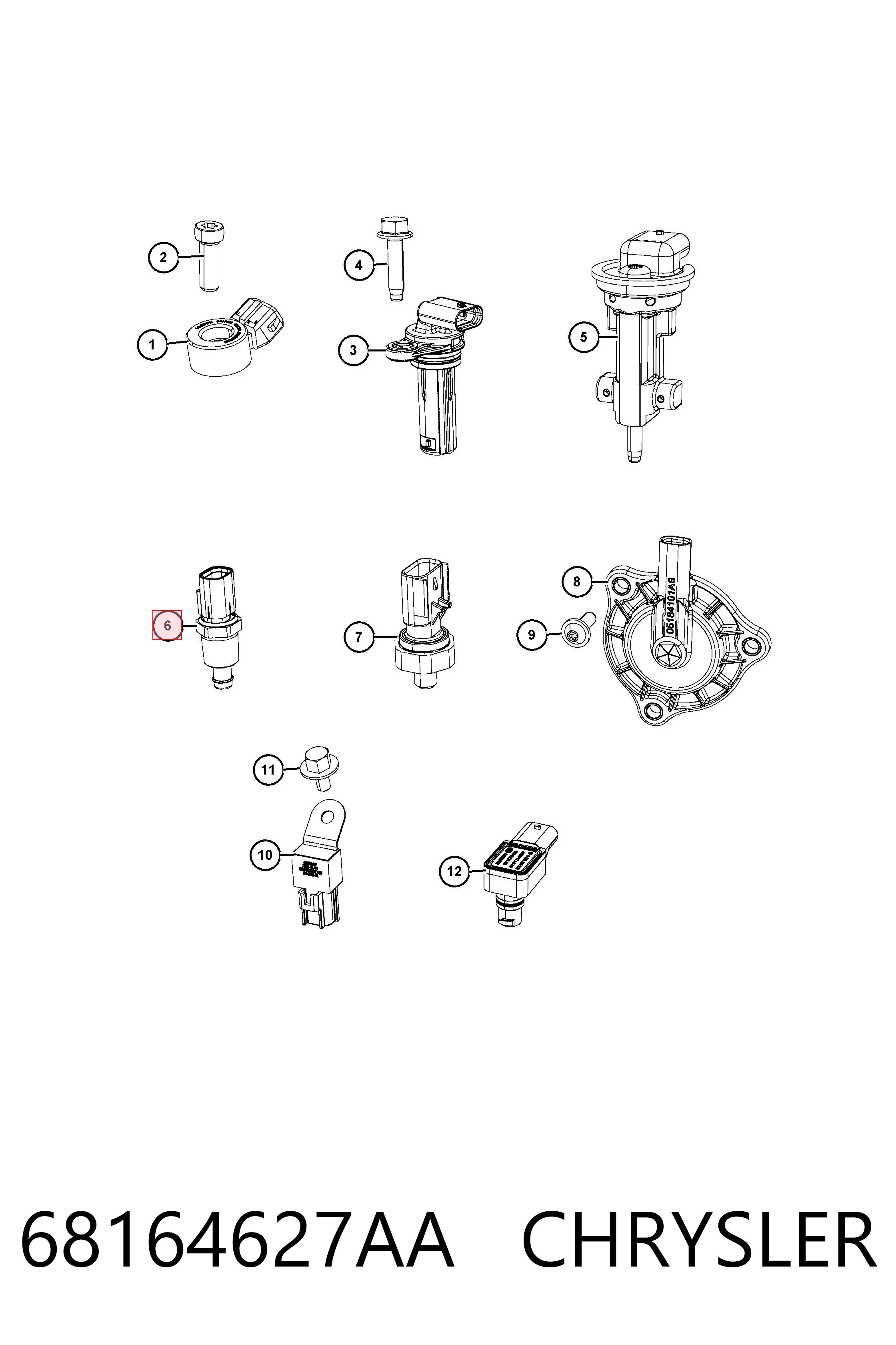 K68164627AA Fiat/Alfa/Lancia Sensor de temperatura do fluido de esfriamento
