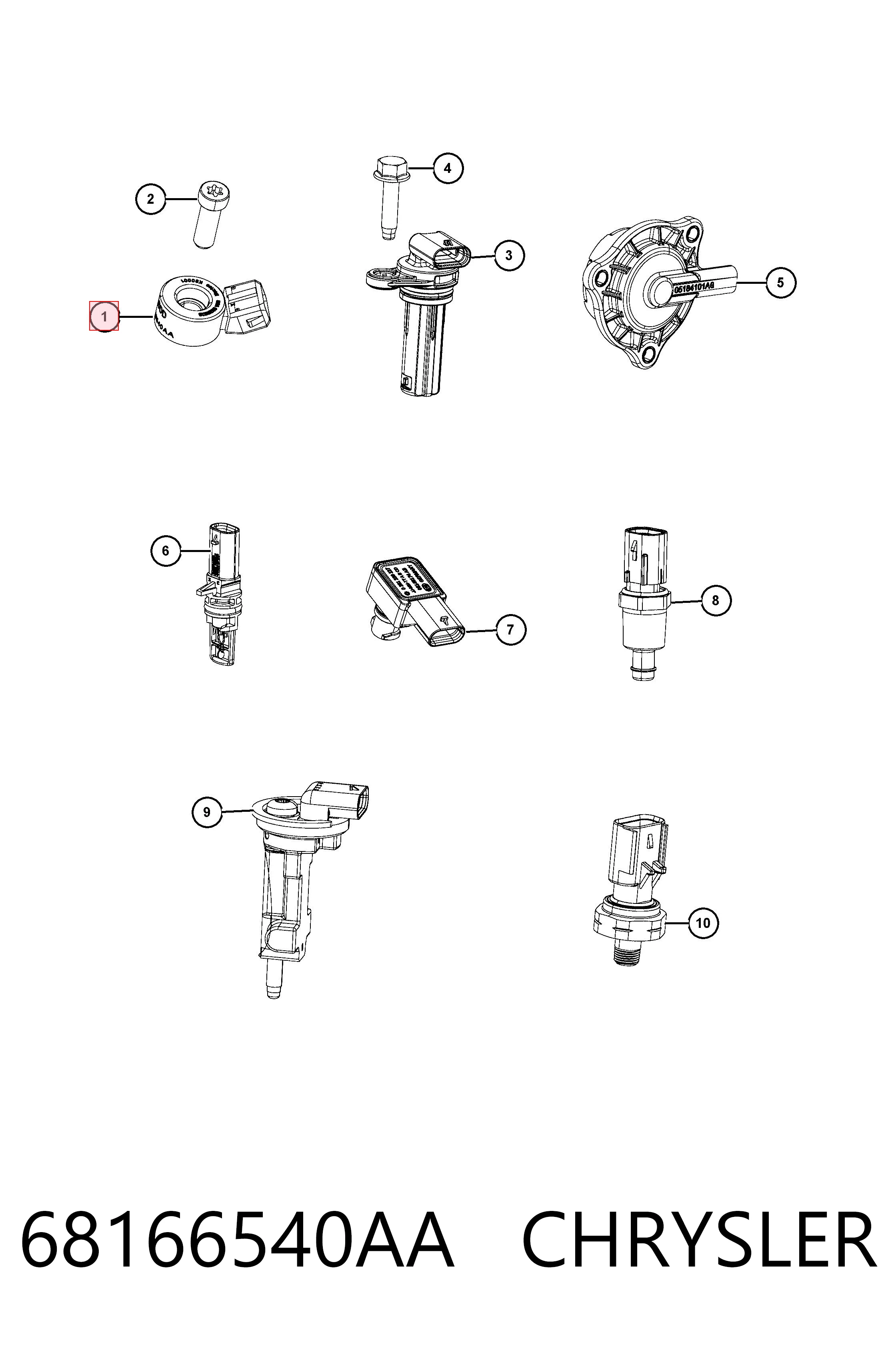 68166540AA Chrysler Sensor de detonação