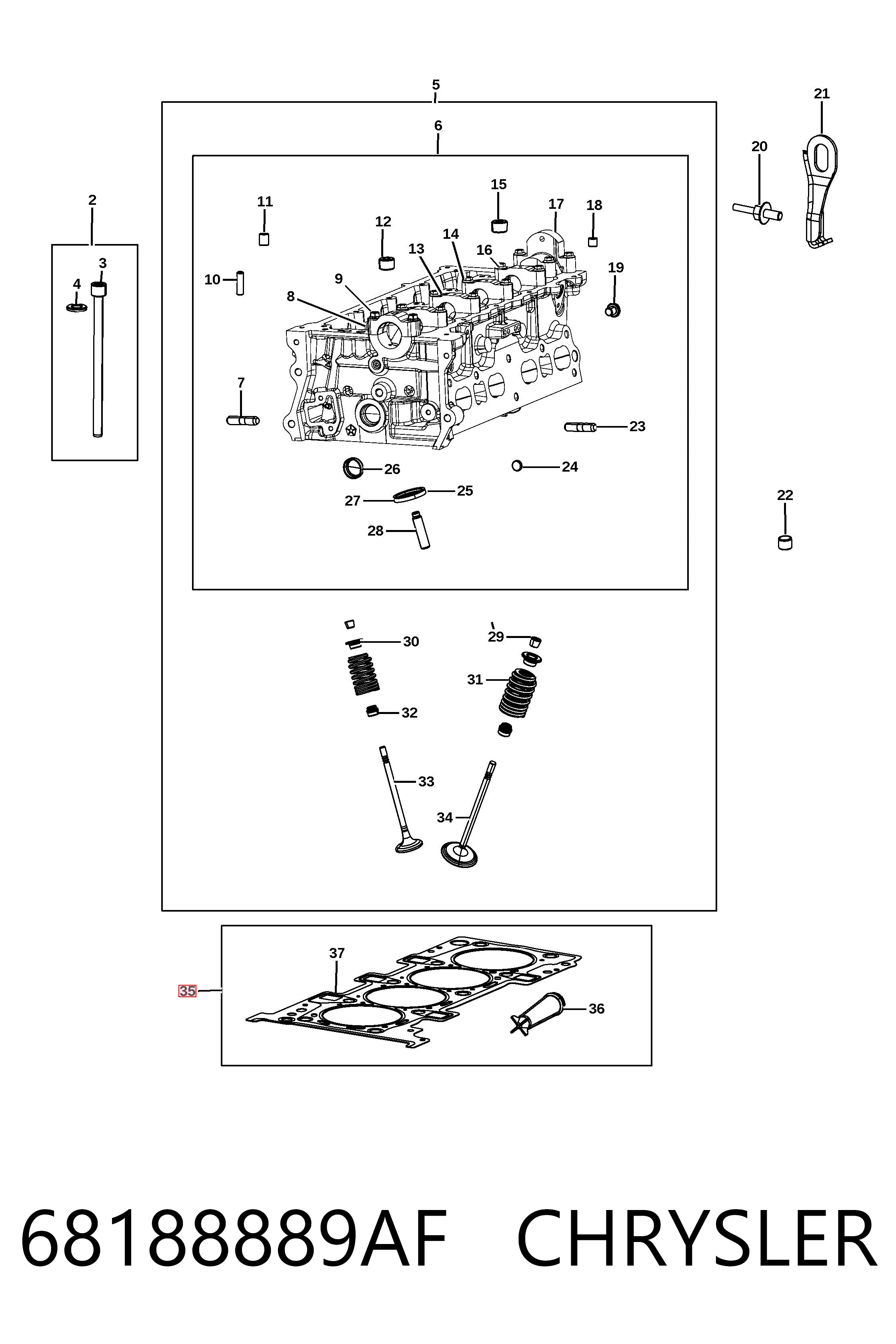 Compre K68188889AG Fiat/Alfa/Lancia Vedante de cabeça de motor (CBC)