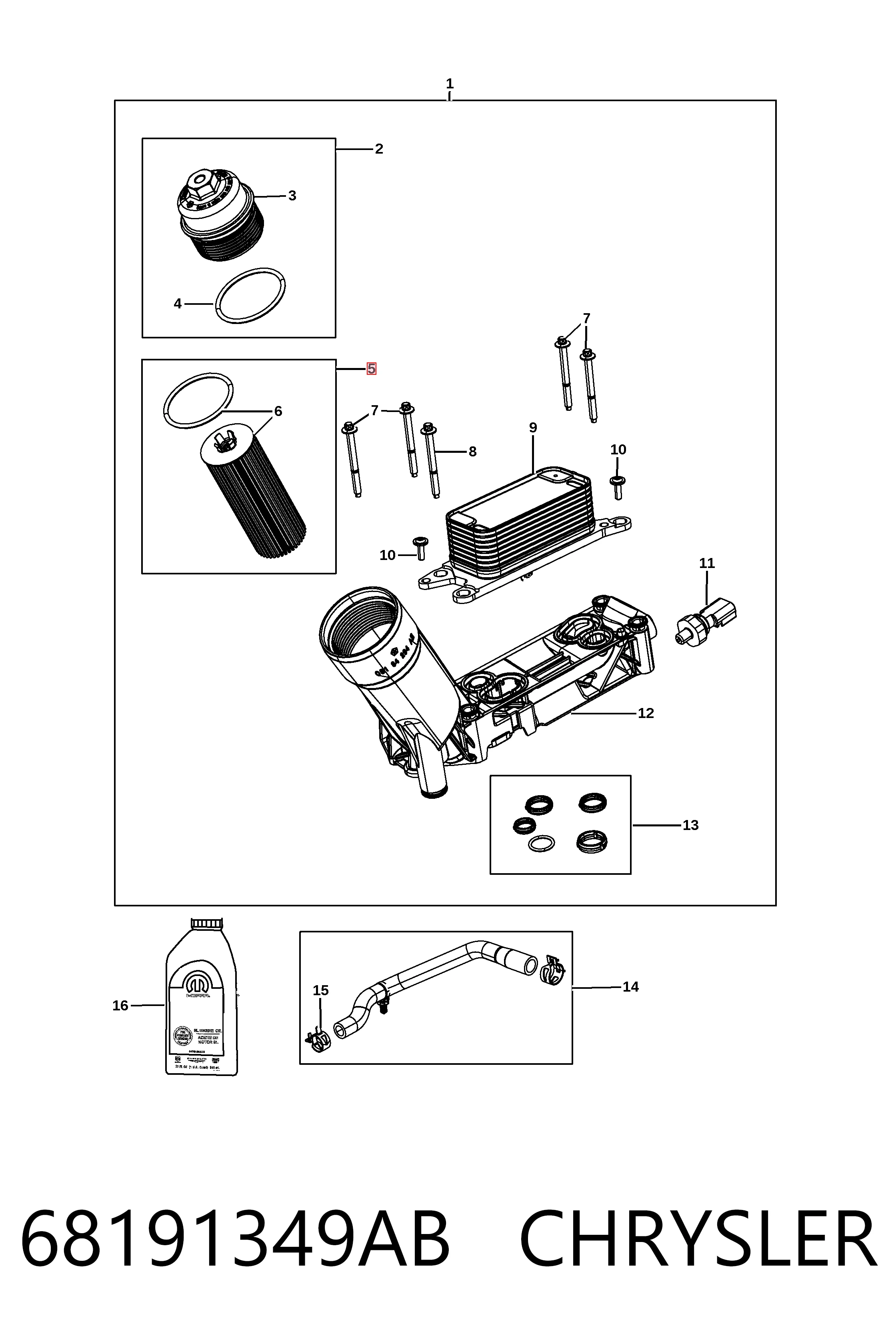 68191349AB Chrysler Filtro de óleo