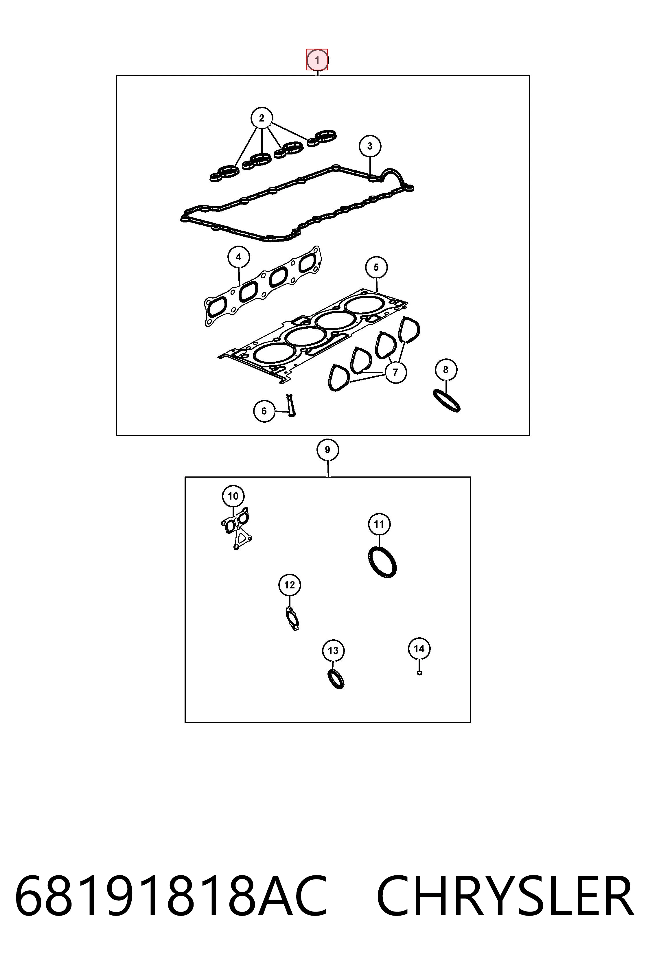 Compre K68191818AE Fiat/Alfa/Lancia Kit superior de vedantes de motor