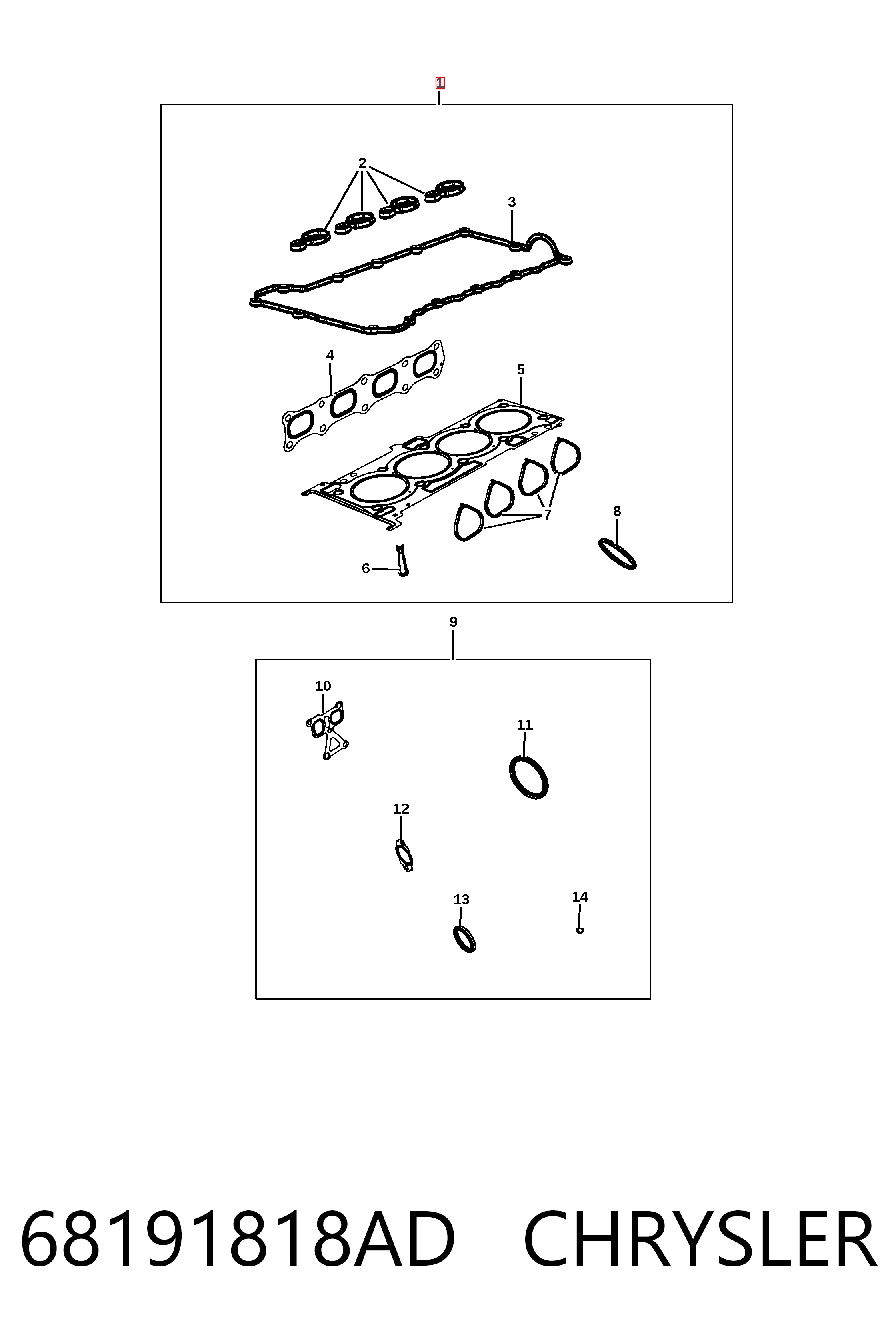 Kit superior de vedantes de motor K68191818AE Fiat/Alfa/Lancia