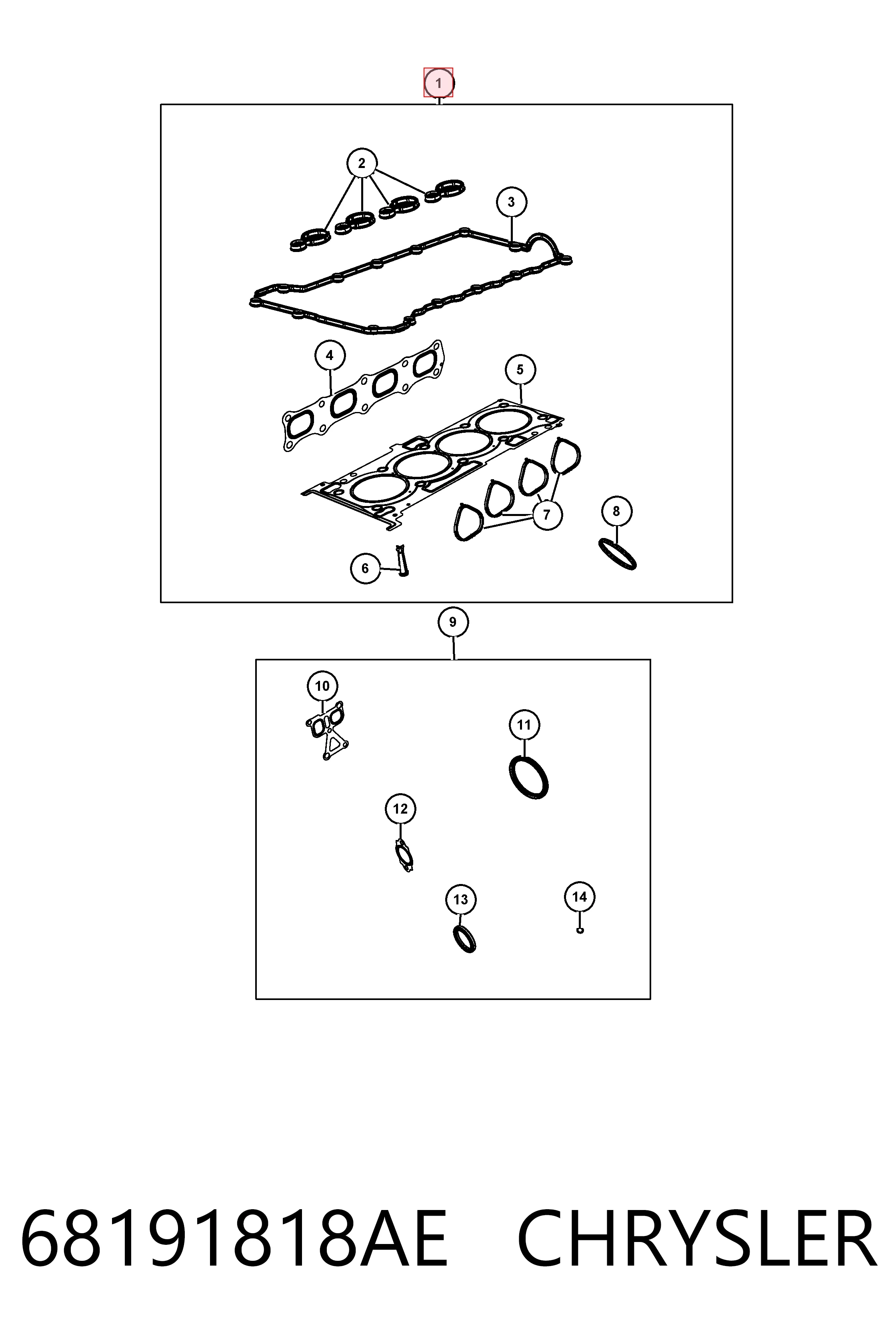Kit superior de vedantes de motor Fiat/Alfa/Lancia K68191818AE