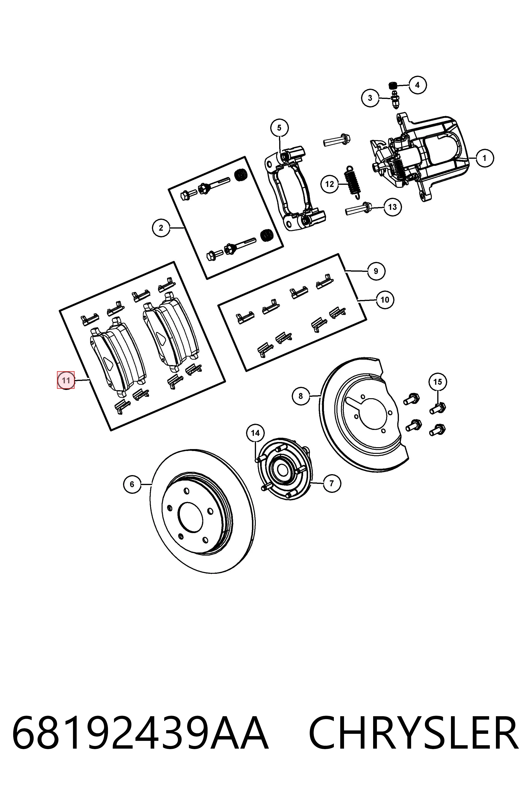 68192439AA Chrysler Sapatas do freio traseiras de disco
