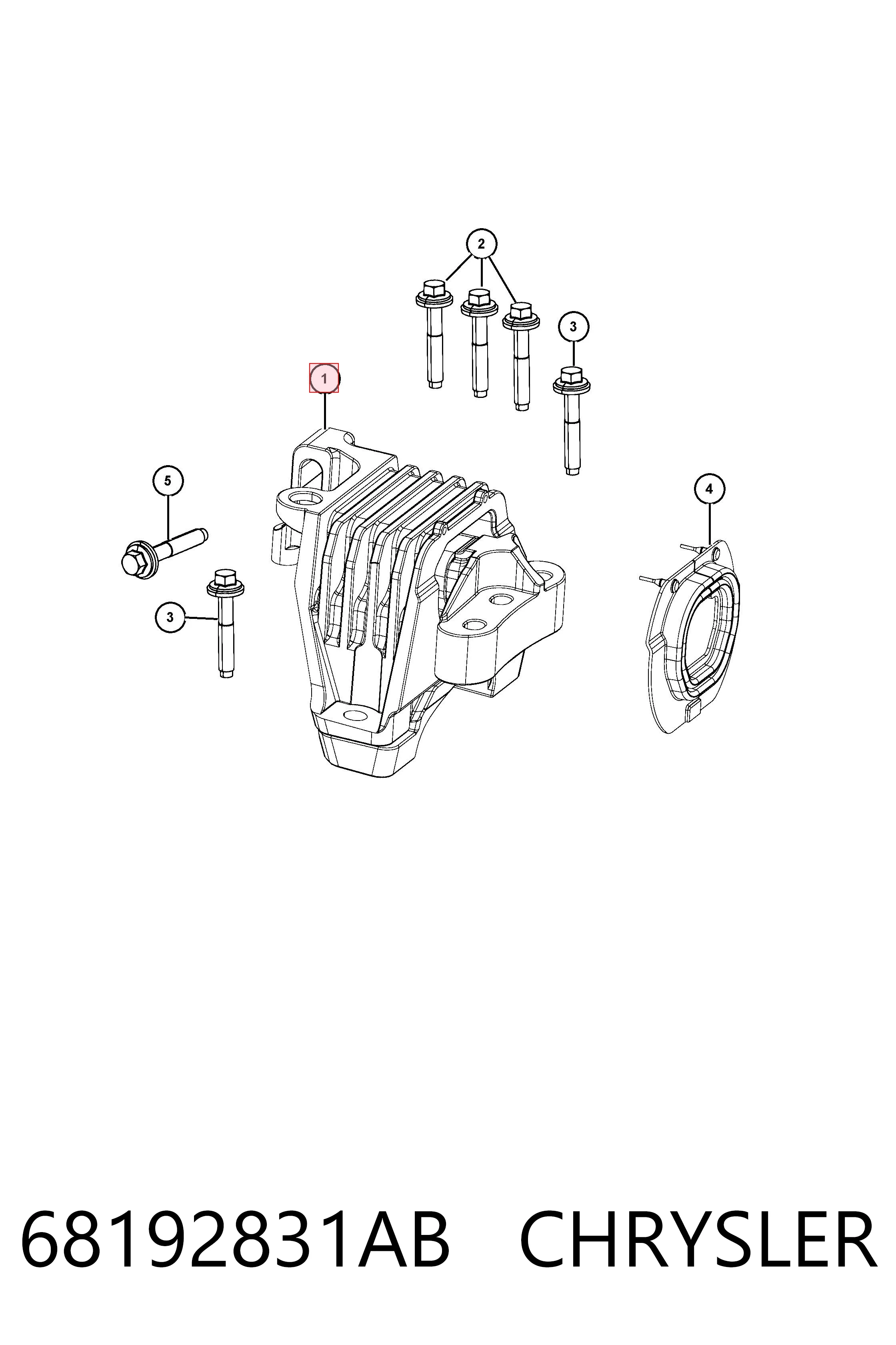68192831AB Chrysler Coxim (suporte) direito de motor