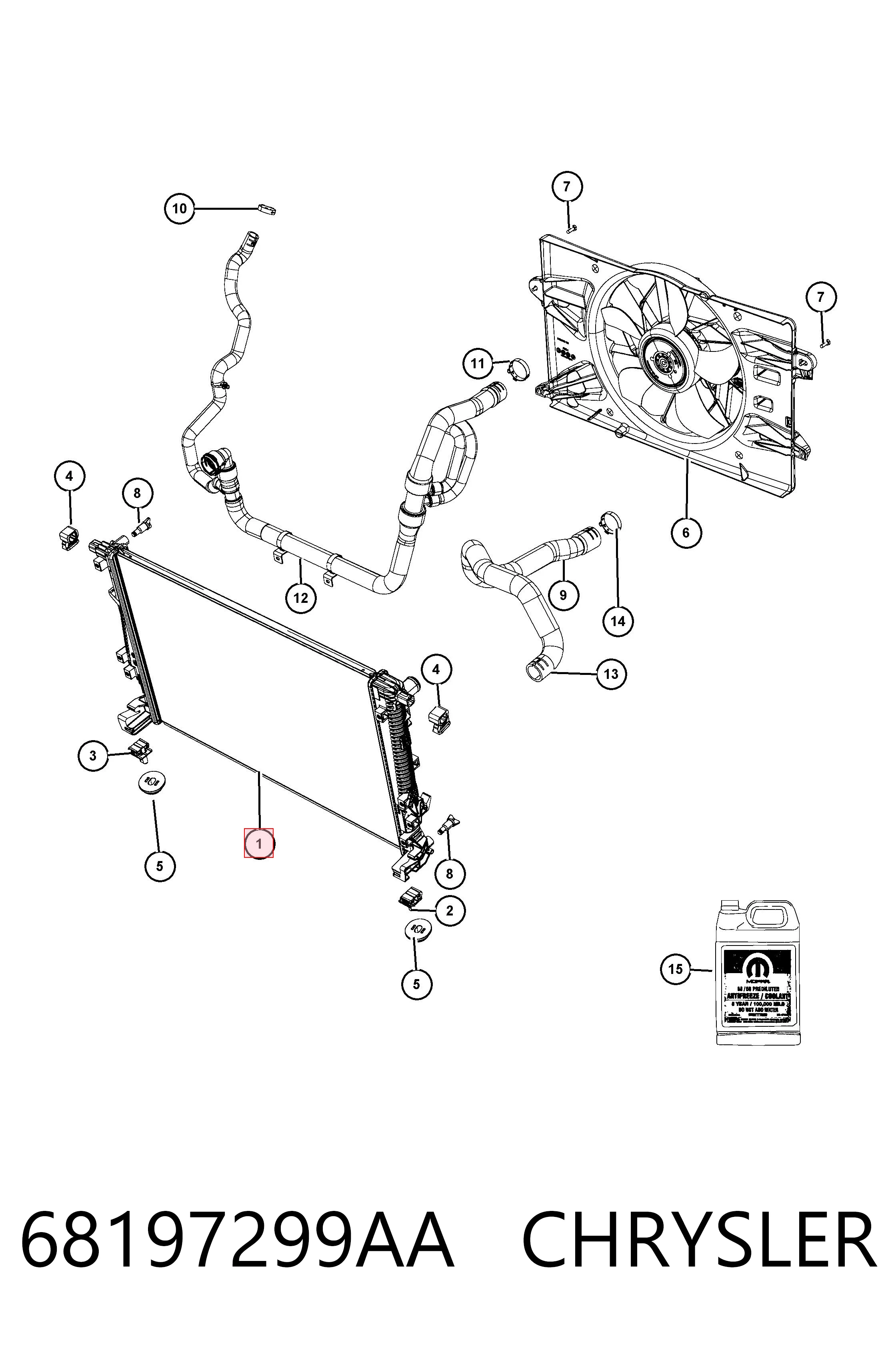 68197299AA Chrysler Radiador de esfriamento de motor