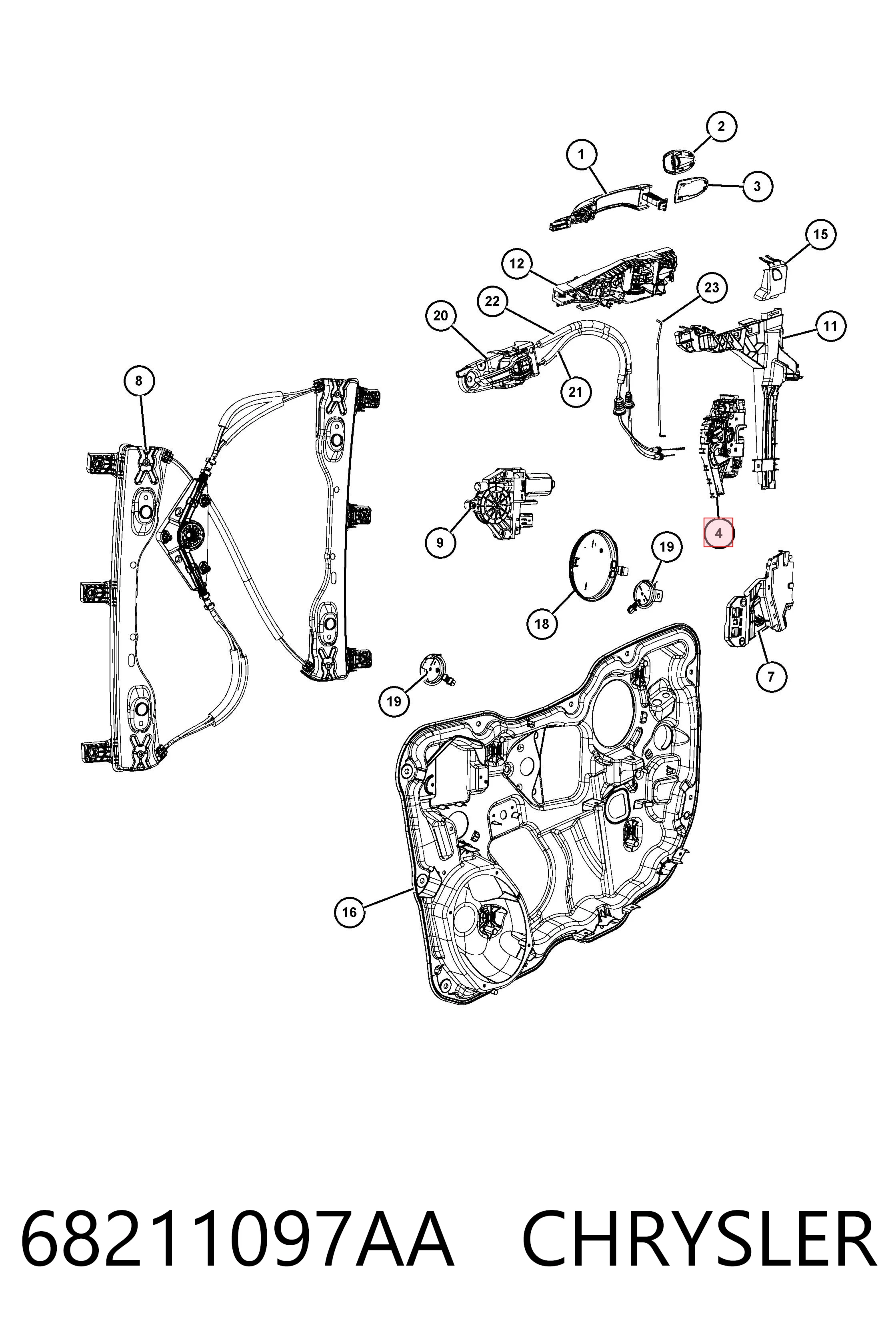 Fecho da porta dianteira esquerda para Jeep Compass  MP
