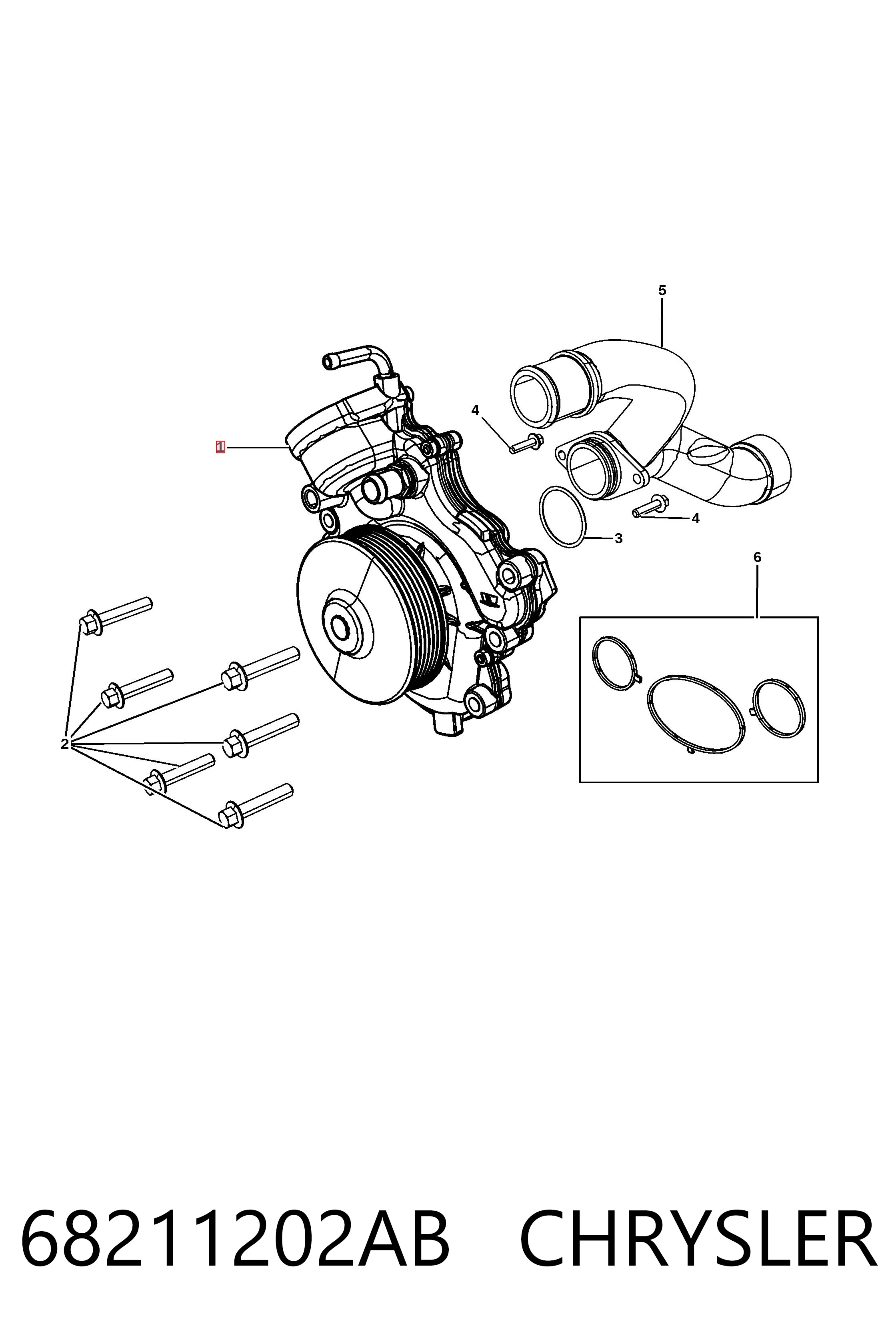 68211202AB Chrysler Bomba de água (bomba) de esfriamento