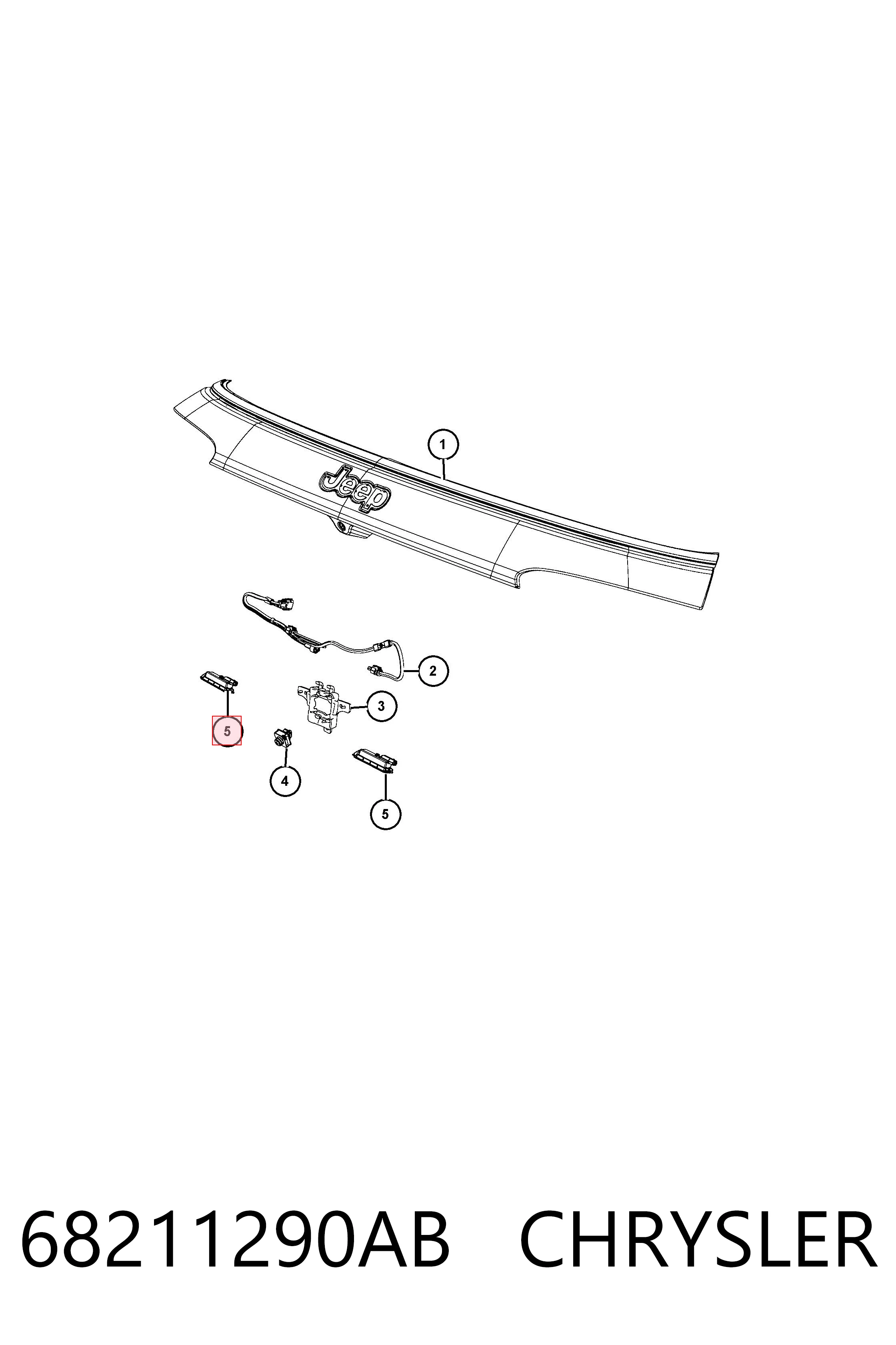 68211290AB Chrysler Lanterna da luz de fundo de matrícula traseira