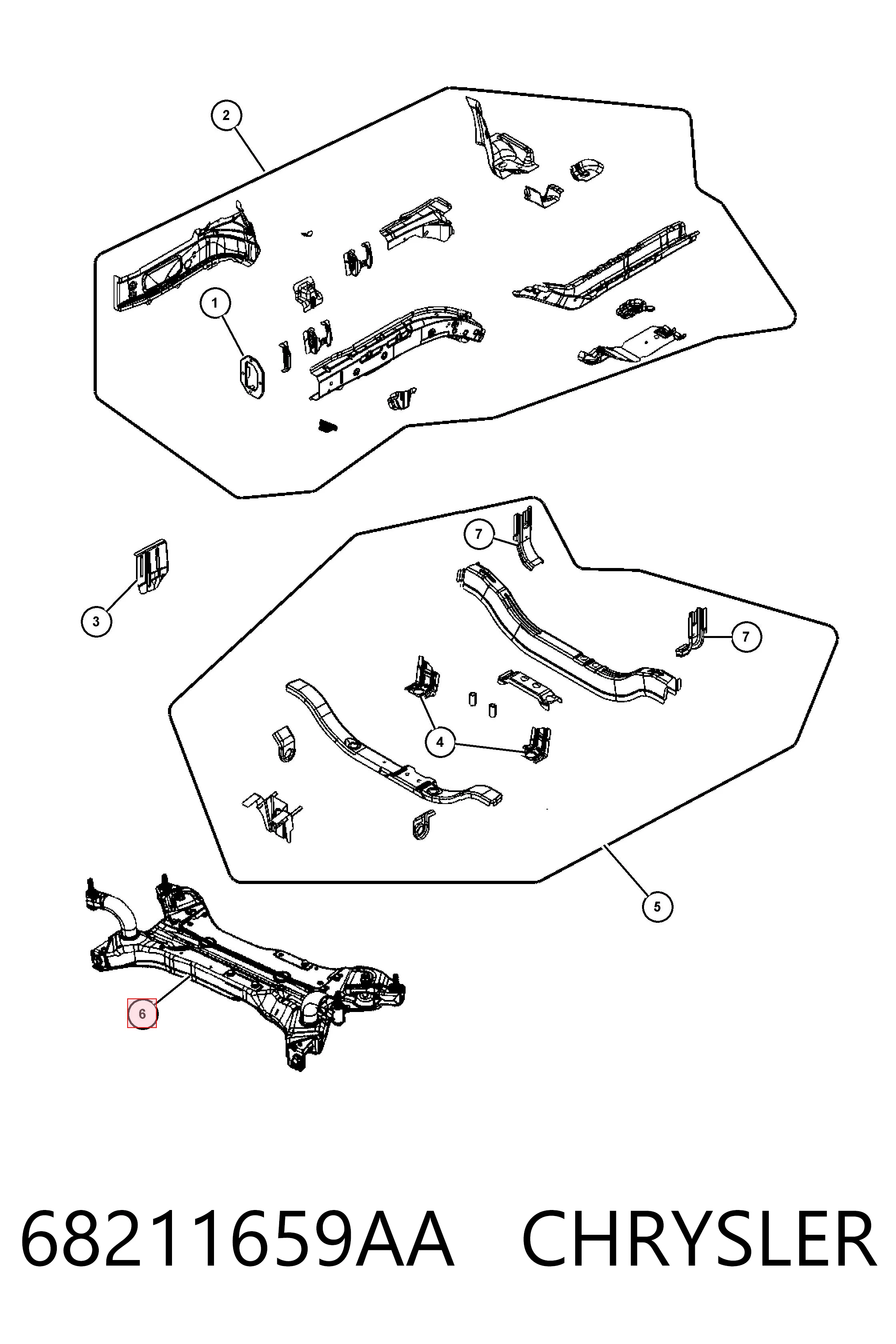 68211659AA Chrysler Viga de suspensão dianteira (plataforma veicular)