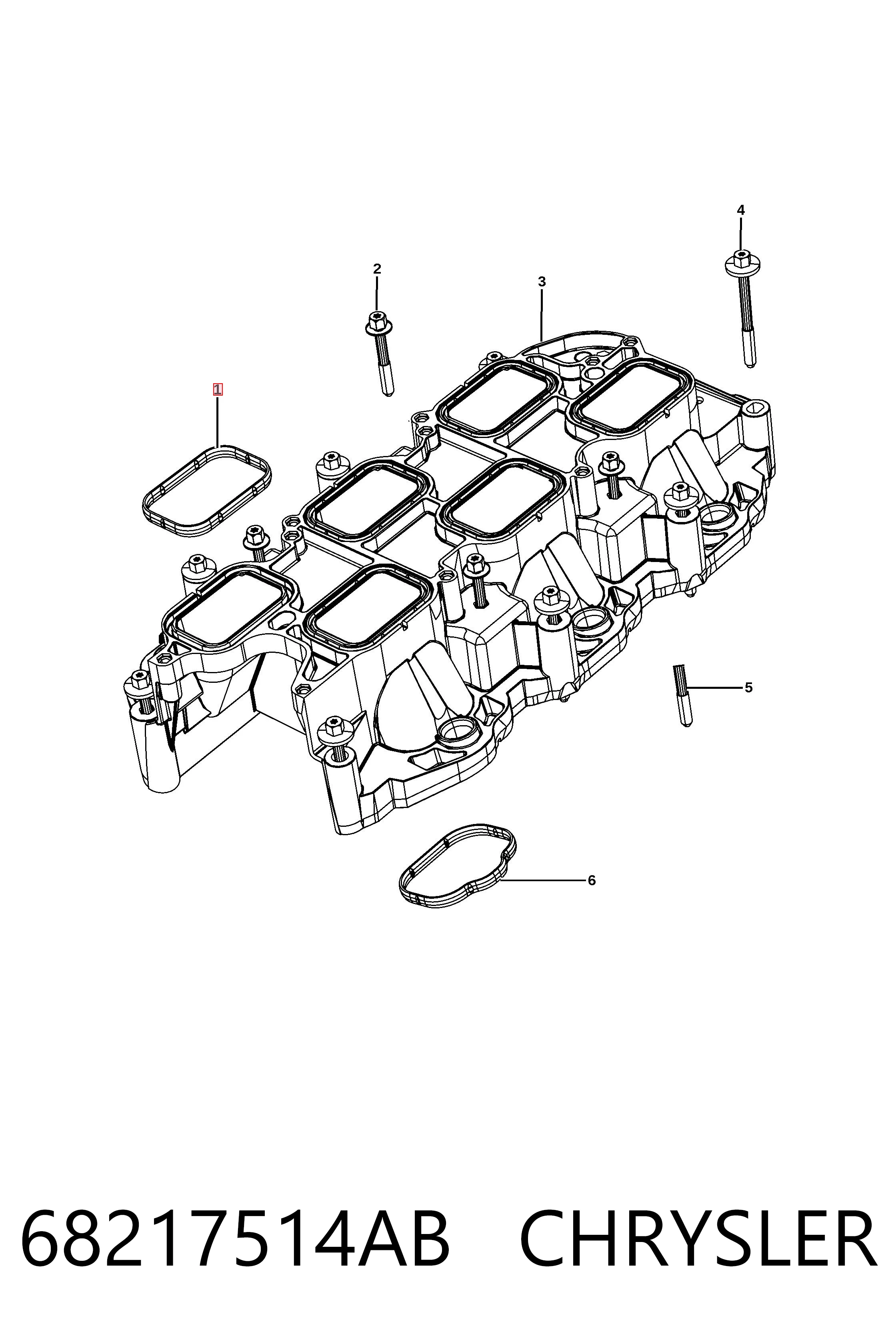 68217514AB Chrysler Vedante superior de tubo coletor de admissão