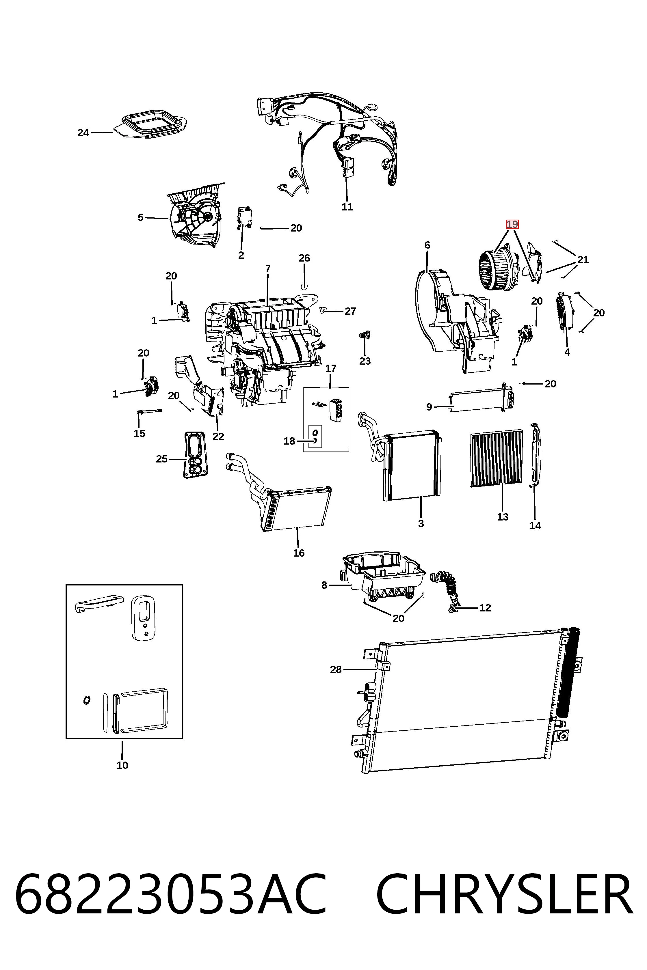 68223053AC Chrysler Motor de ventilador de forno (de aquecedor de salão)