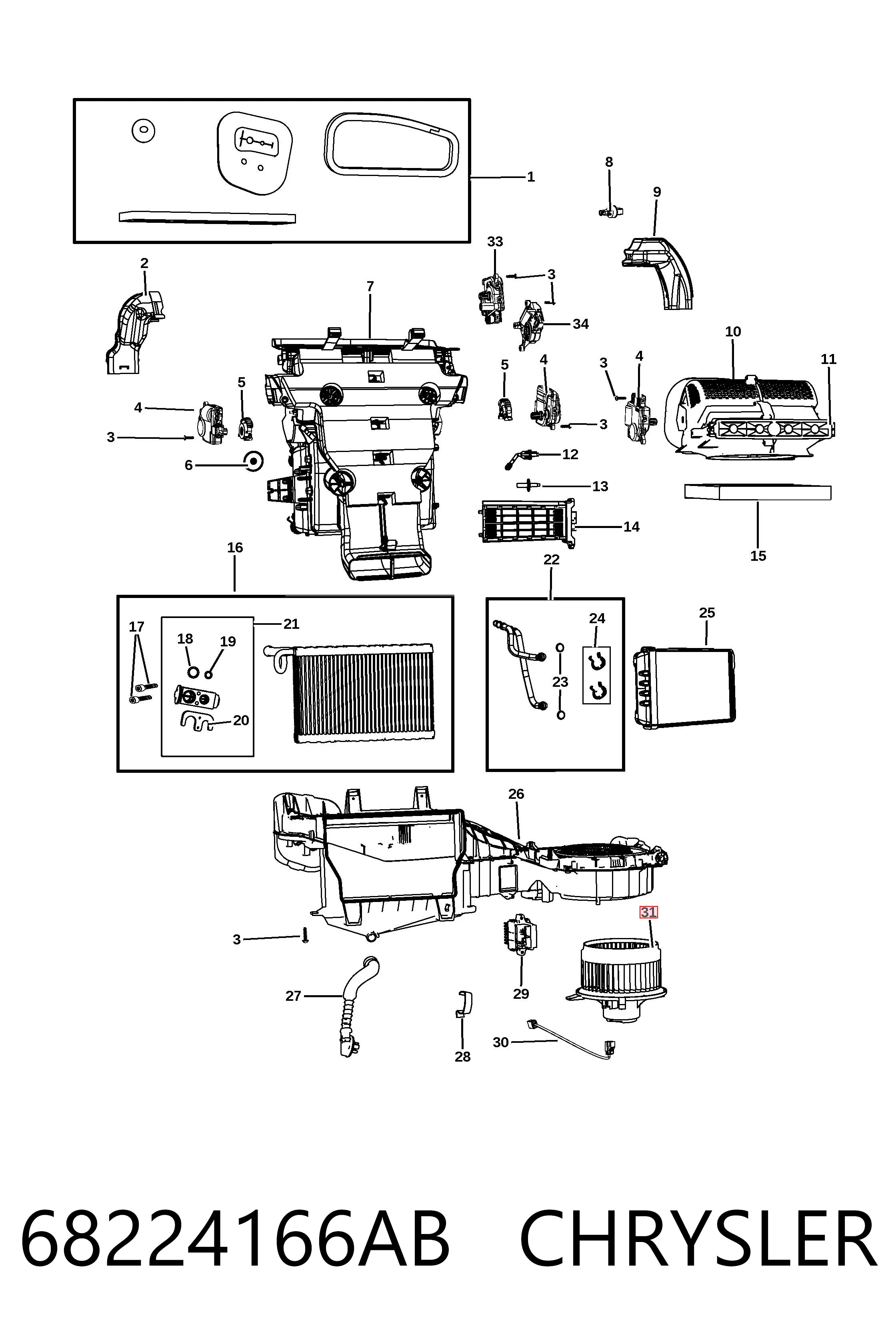 68224166AB Chrysler Motor de ventilador de forno (de aquecedor de salão)