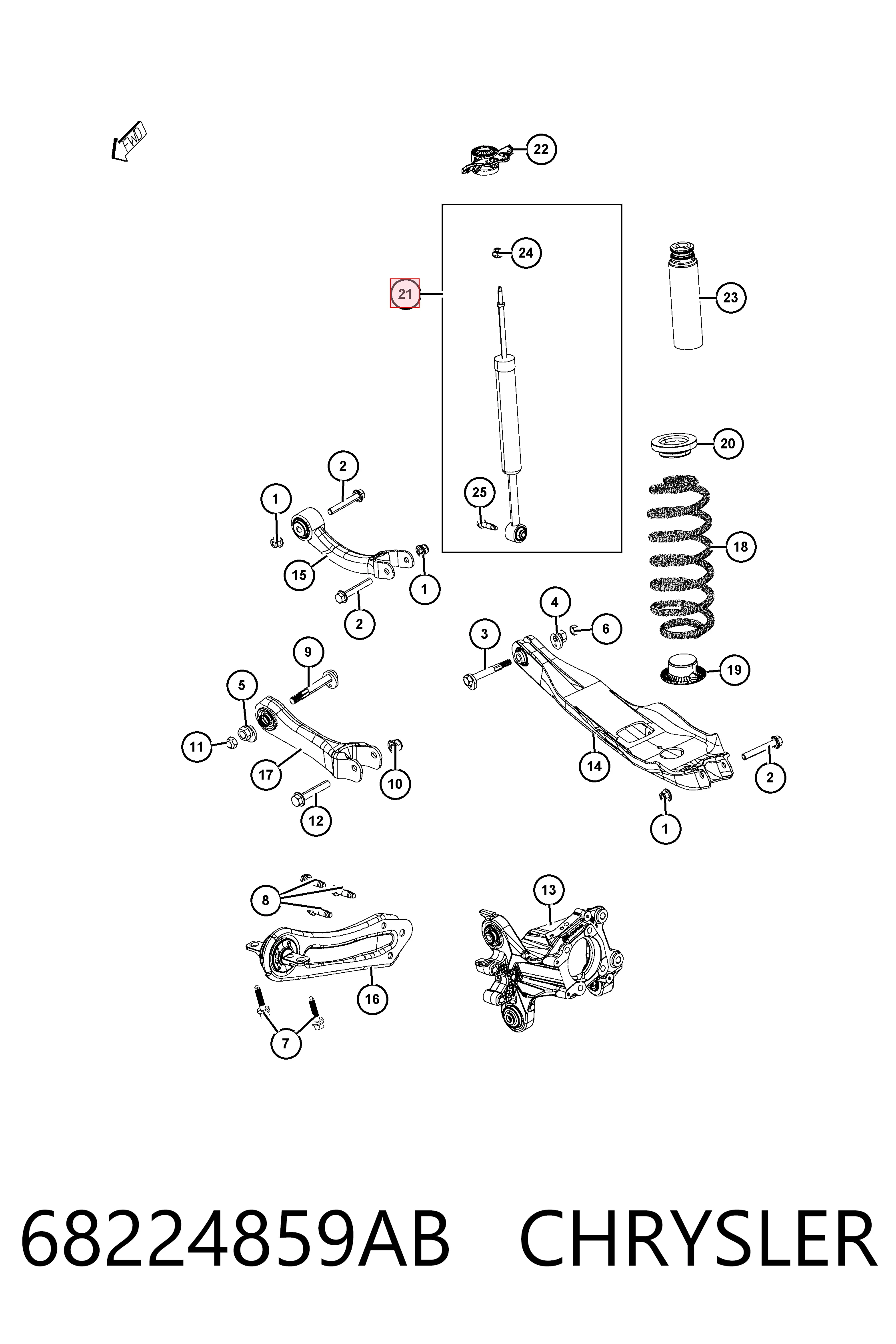 68224859AB Chrysler Amortecedor traseiro